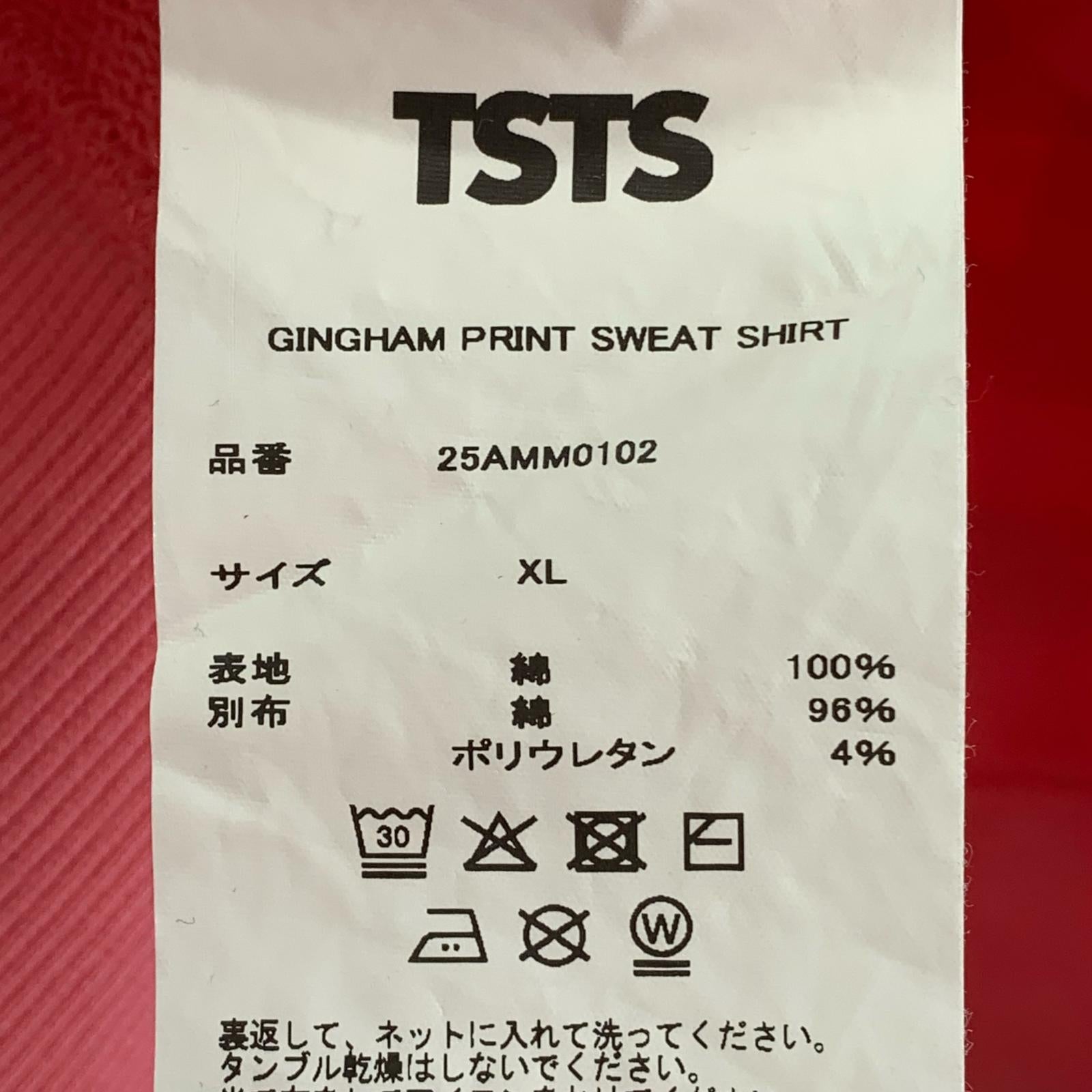 スウェット TSTS チェックスウェット (XL) レッド