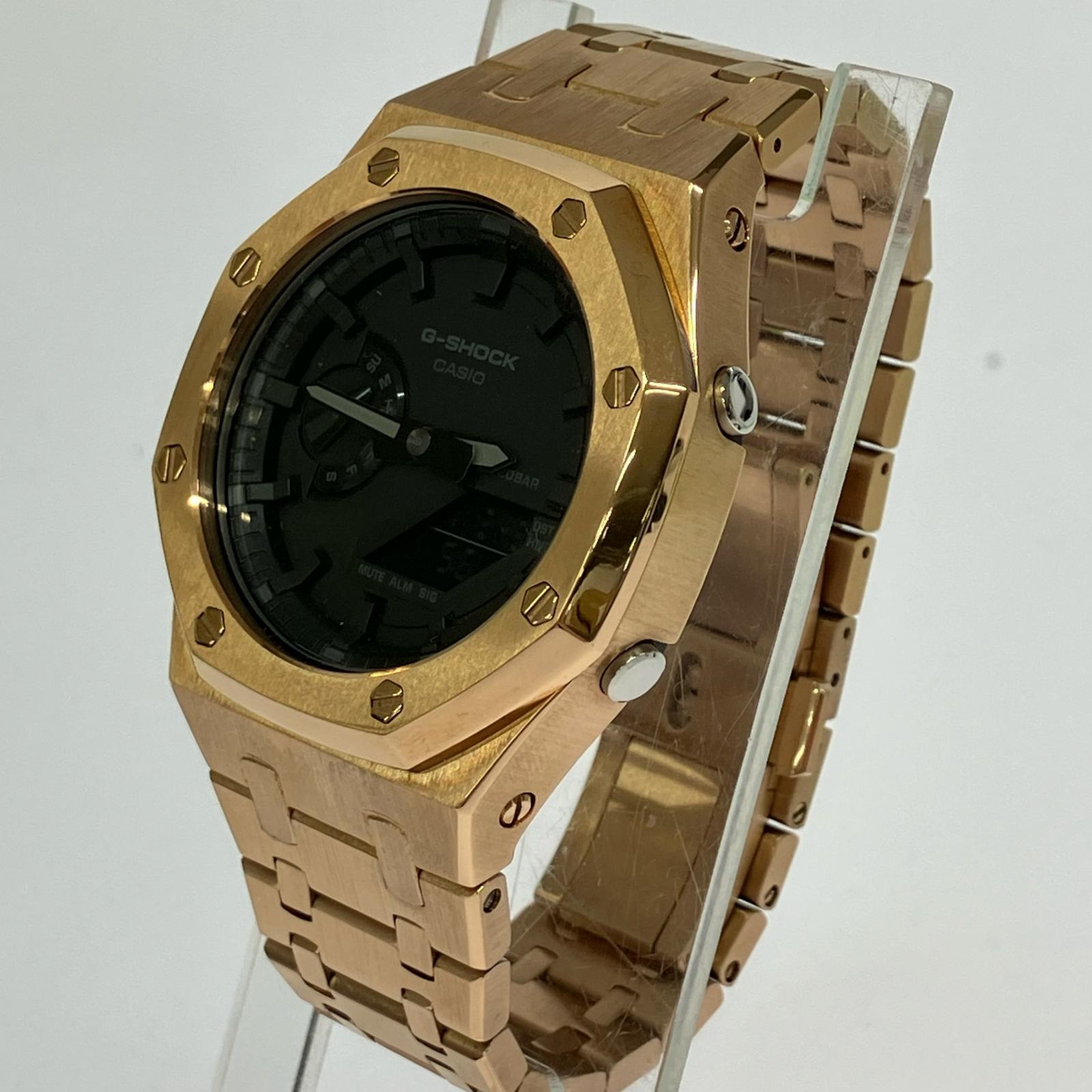 腕時計 G-SHOCK カスタム ステンレスベルトセット GA-2100 ゴールド