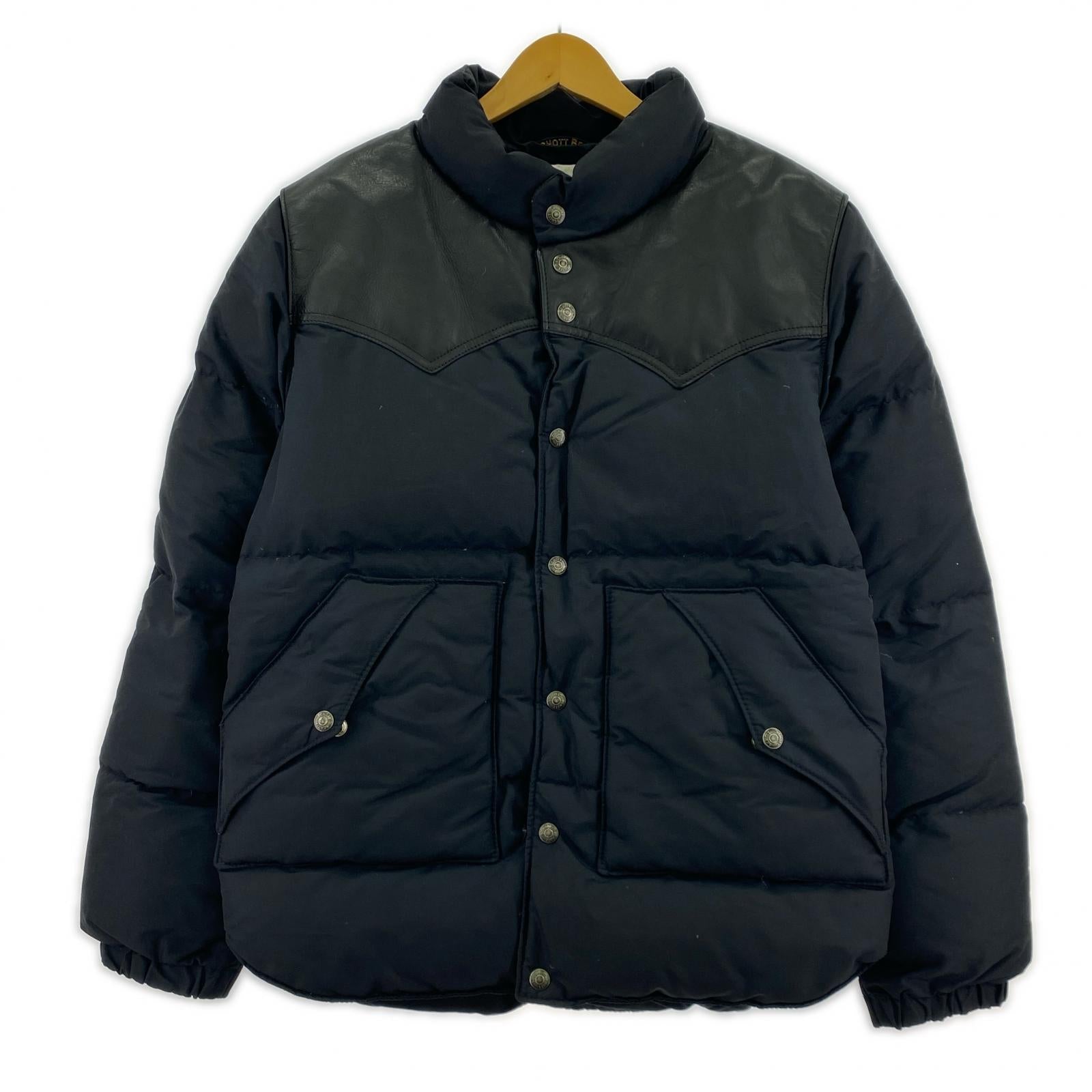 ダウンジャケット schott×Ron Herman レザーヨーク ダウンジャケット M ブラック M ブラック