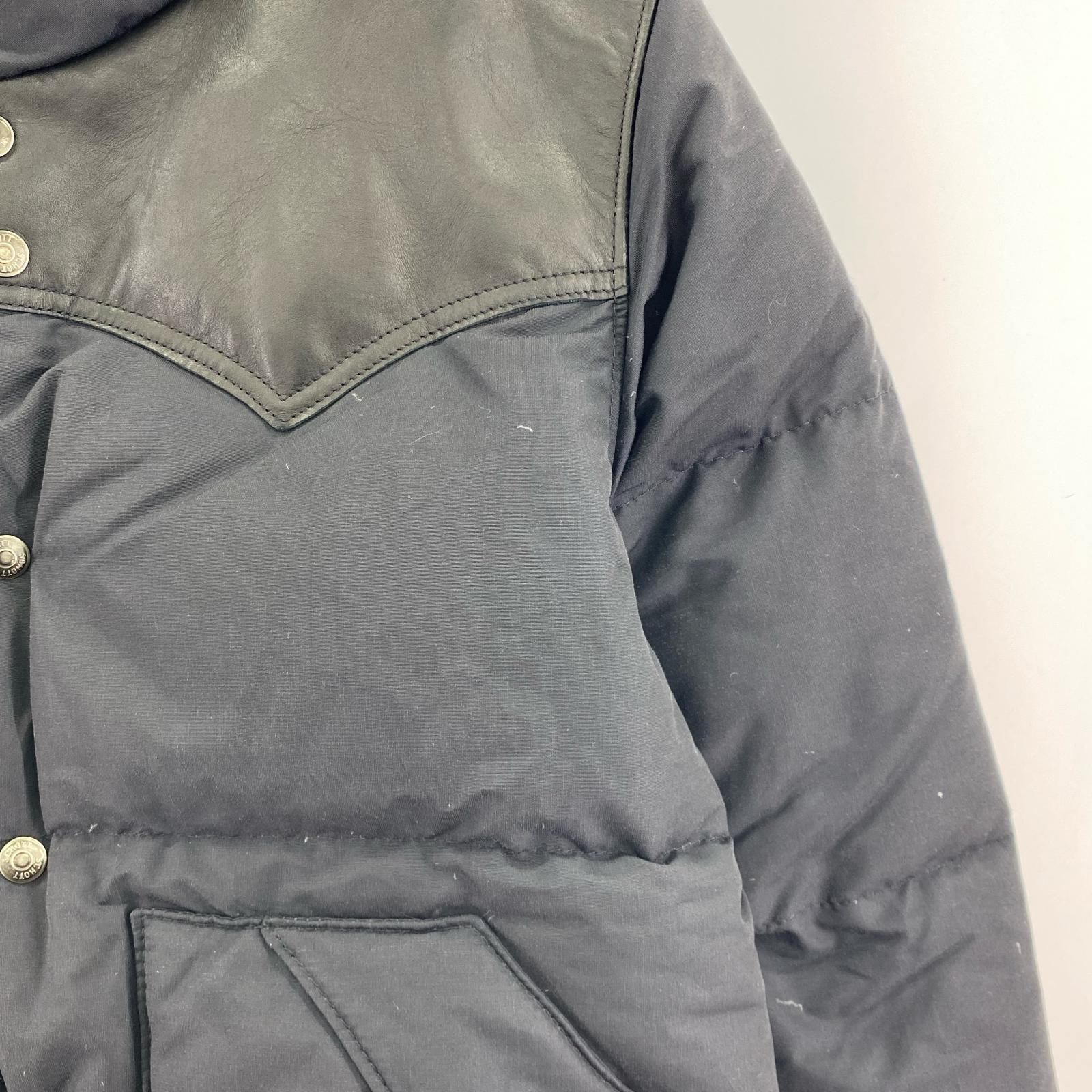 ダウンジャケット schott×Ron Herman レザーヨーク ダウンジャケット M ブラック M ブラック