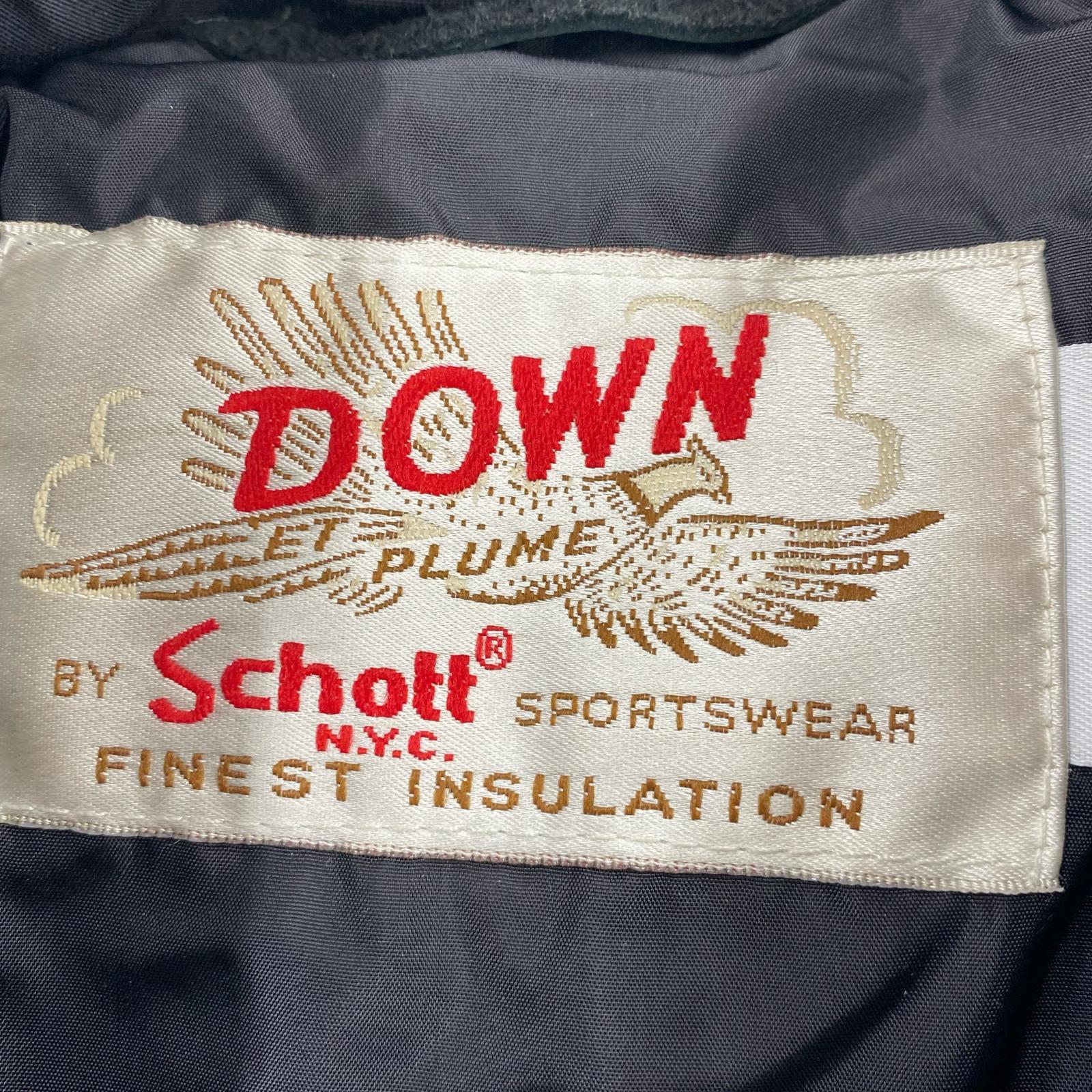 ダウンジャケット schott×Ron Herman レザーヨーク ダウンジャケット M ブラック M ブラック