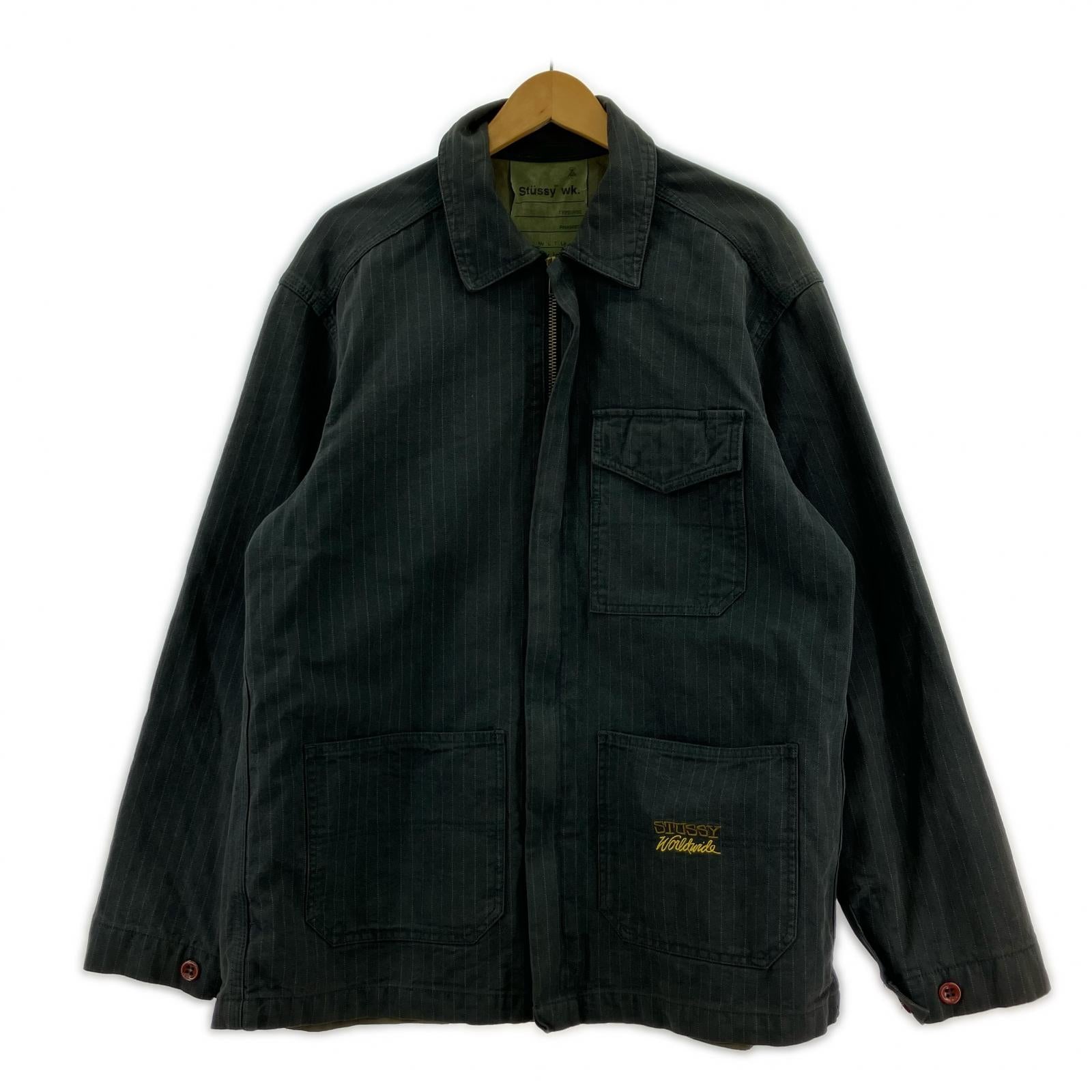 ジャケット 00s WORK WEAR ストライプブルゾン グレー L グレー
