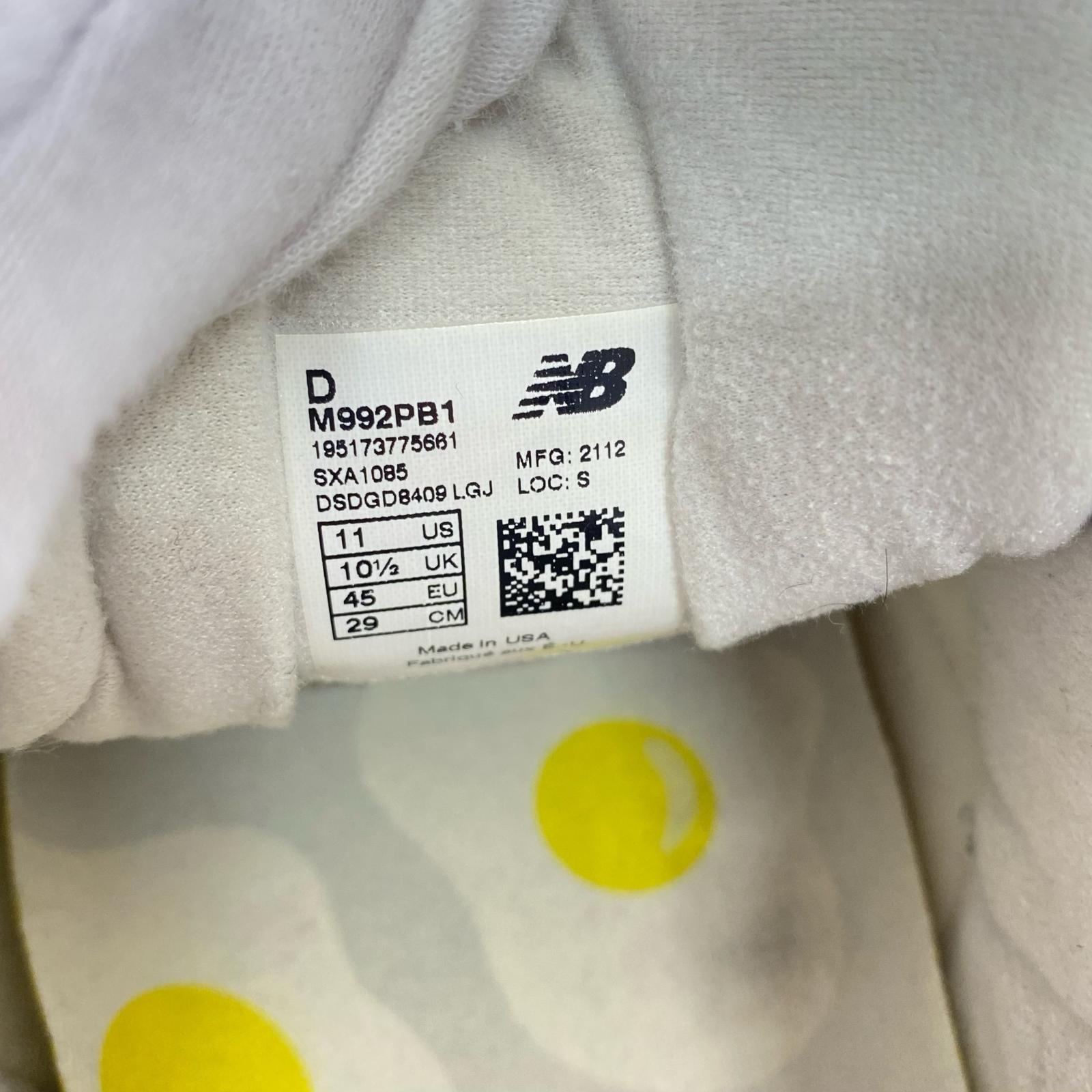 スニーカー NEW BALANCE×Paperboy USA製 M992PB1 Fried Egg 29.0cm 29cm (US11 UK10 1/2 EU48) ホワイト