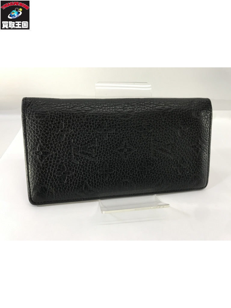 ポトルフォイユ・ブラザ モノグラムエンボスロゴ 長財布 黒 M69038