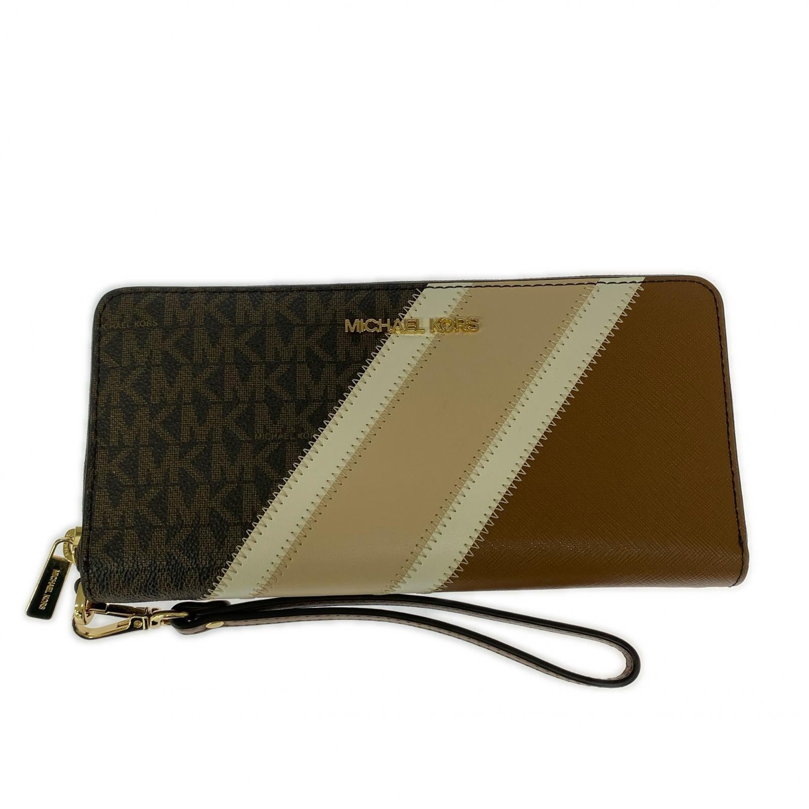 長財布 MICHAEL KORS JET SET TRAVEL MKシグネチャーラウンドジップウォレット ブラウン系 ブラウン