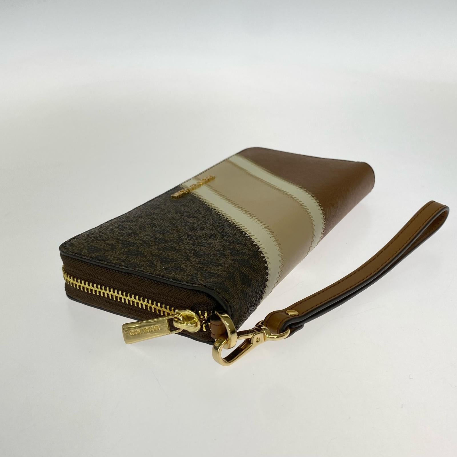 長財布 MICHAEL KORS JET SET TRAVEL MKシグネチャーラウンドジップウォレット ブラウン系 ブラウン