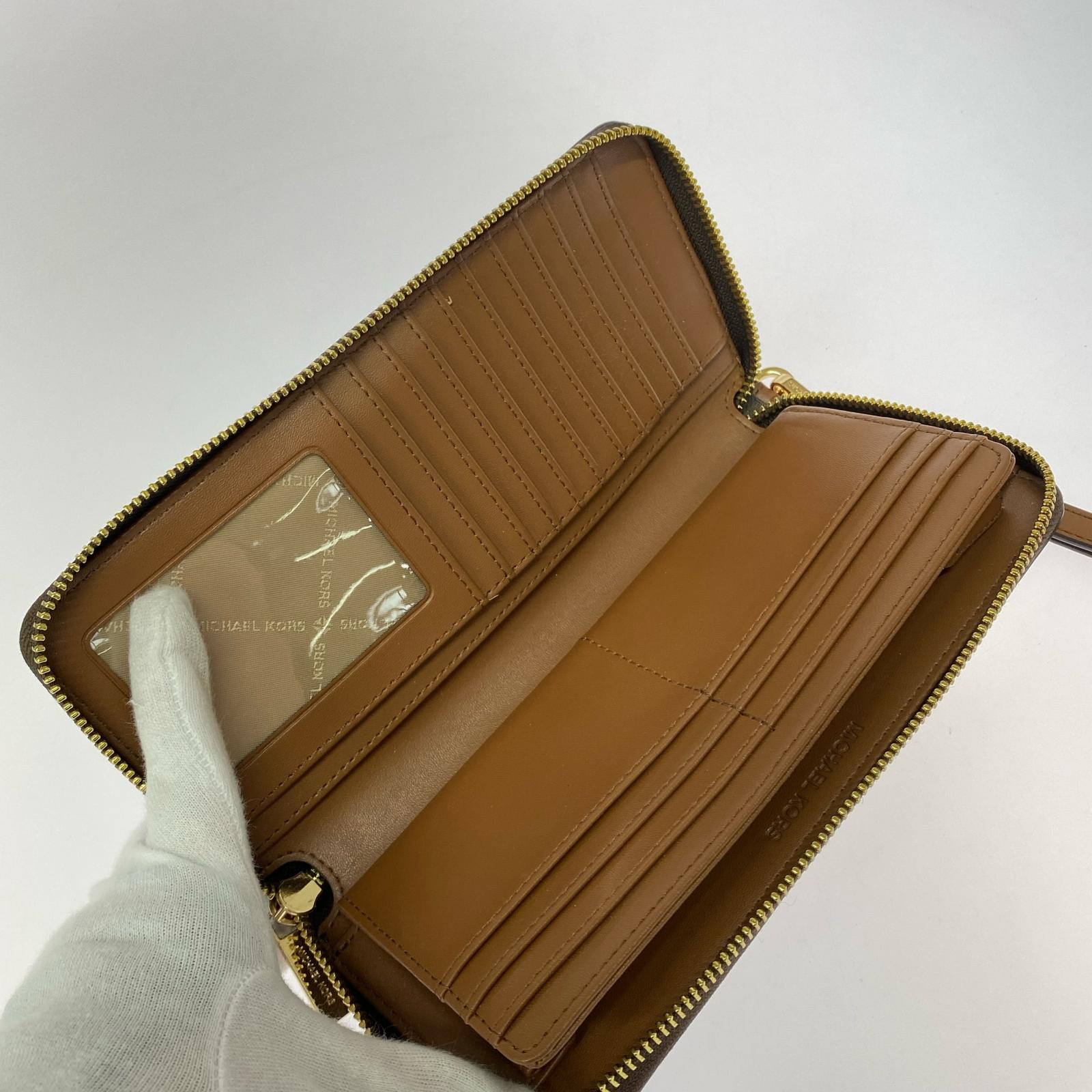 長財布 MICHAEL KORS JET SET TRAVEL MKシグネチャーラウンドジップウォレット ブラウン系 ブラウン