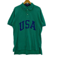 ポロシャツ POLO RALPH LAUREN 90s POLO SPORT USAプリント グリーン(L) L グリーン