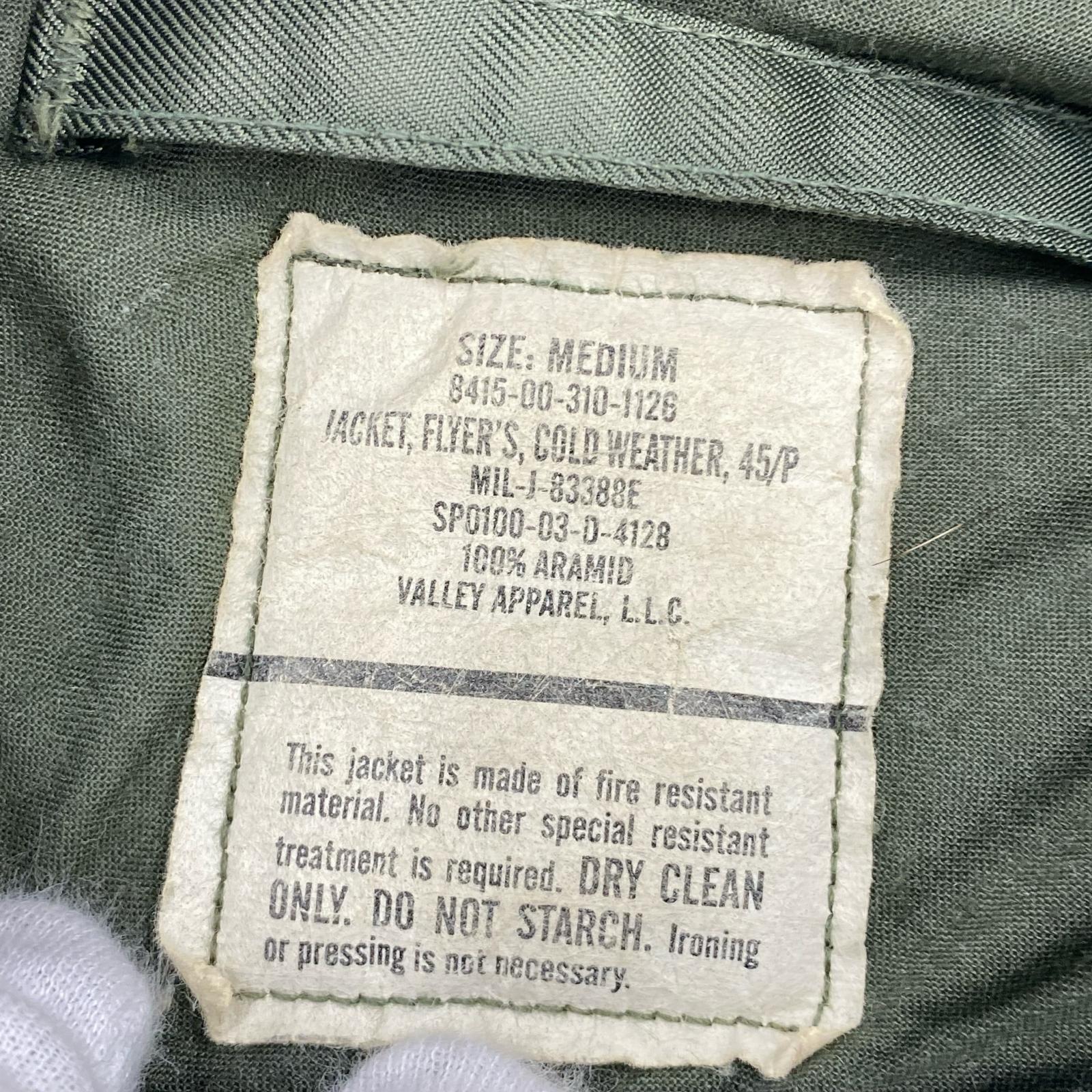 ジャケット US AIR FORCE CWU-45/P VALLEY APPAREL (M) M グリーン