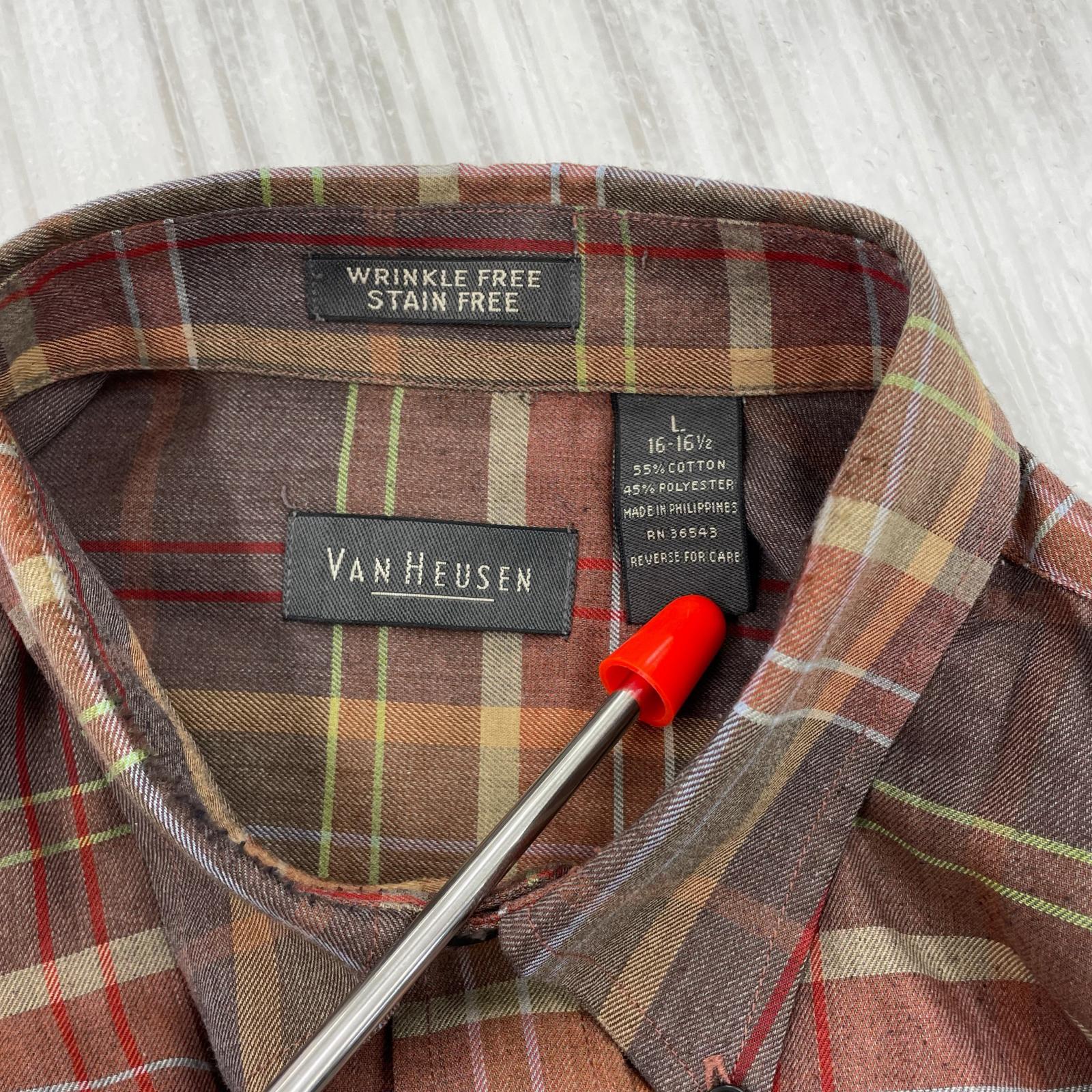 長袖シャツ VAN HEUSEN コットンチェックシャツ L 総柄 L