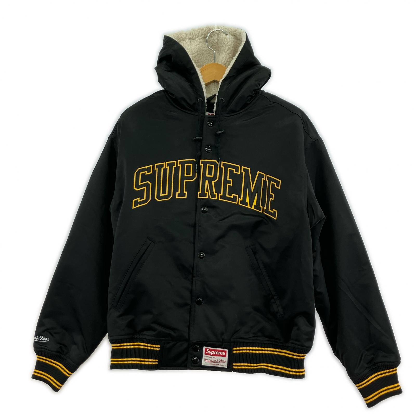 ジャケット Lined Hooded Satin Varsity Jacket/BLK S ブラック