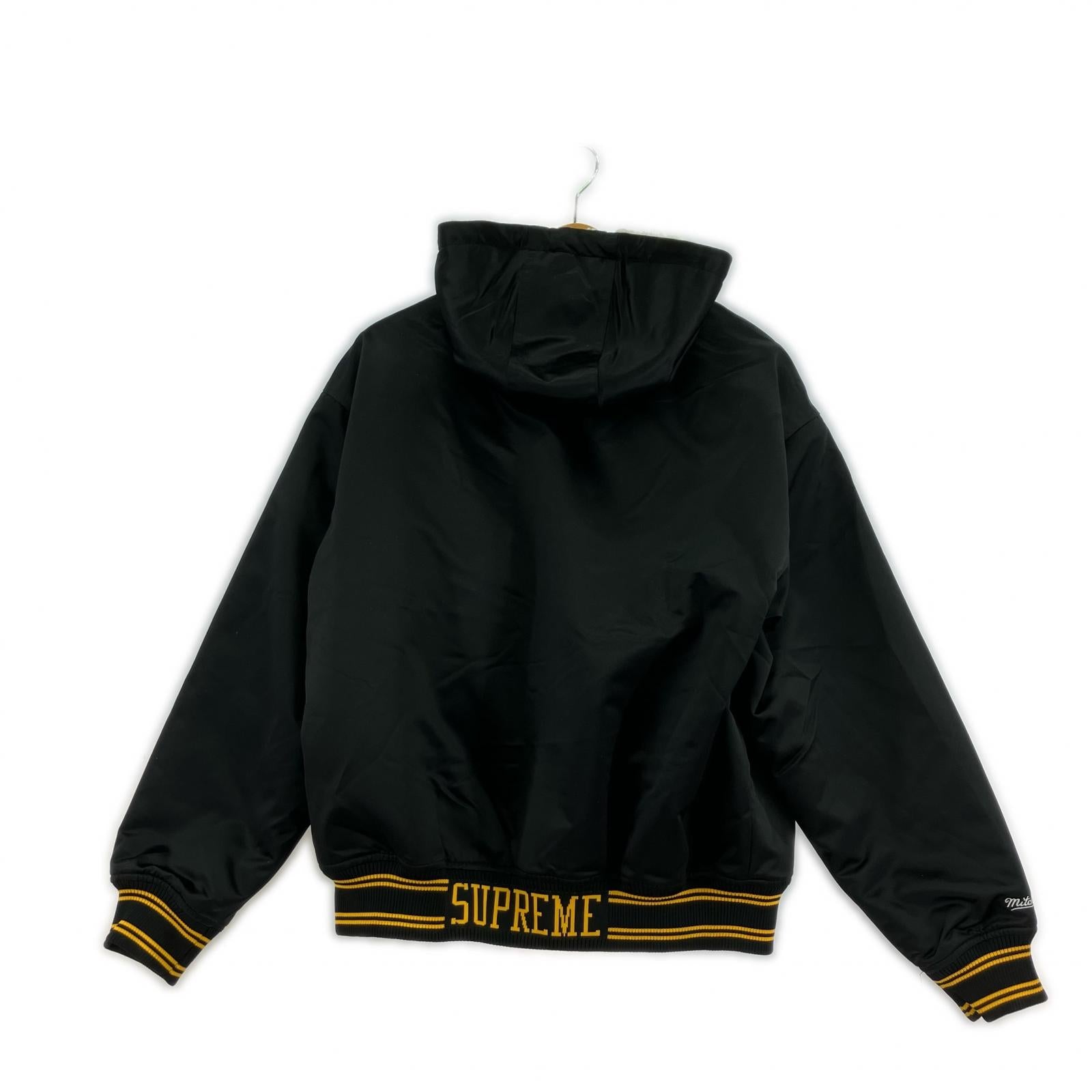 ジャケット Lined Hooded Satin Varsity Jacket/BLK S ブラック