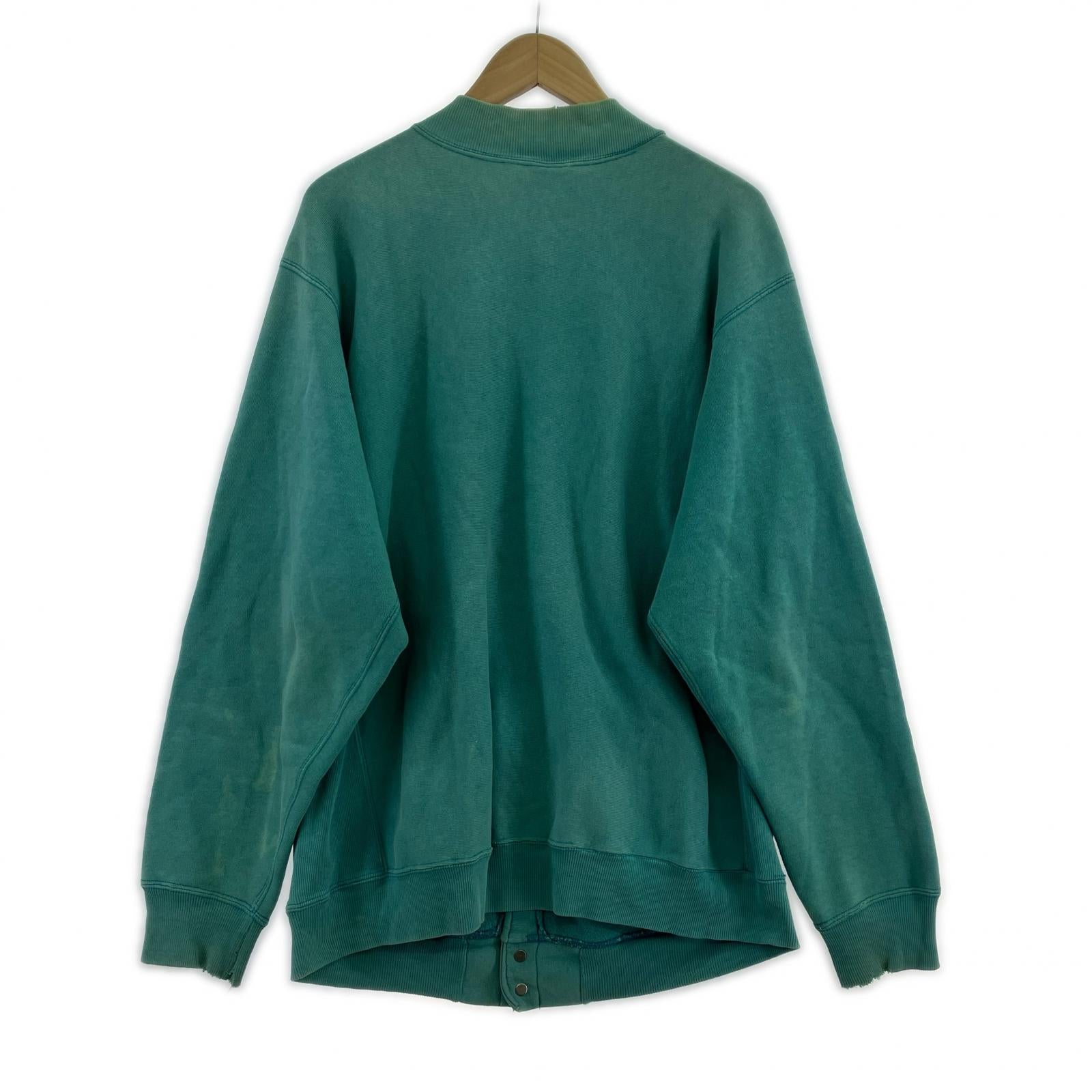 スウェット 90s REVERSE WEAVE スナップタイプ ターコイズ L