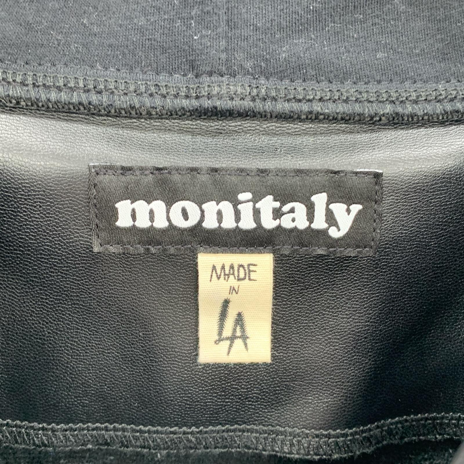 ブルゾン MONITALY フェイクレザーフーディジャケット 黒 M32821-3-SMU (M) M ブラック