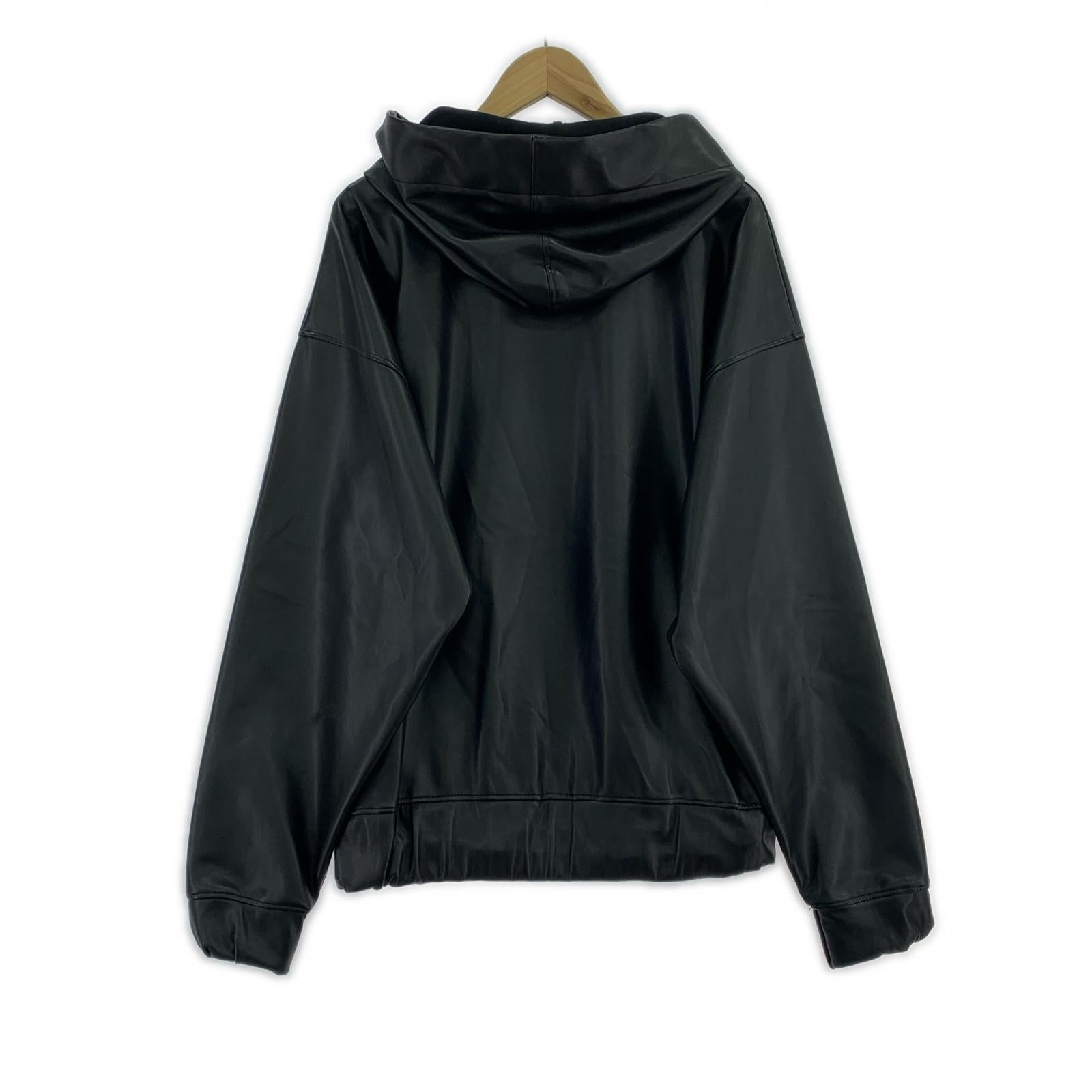 ブルゾン MONITALY フェイクレザーフーディジャケット 黒 M32821-3-SMU (M) M ブラック