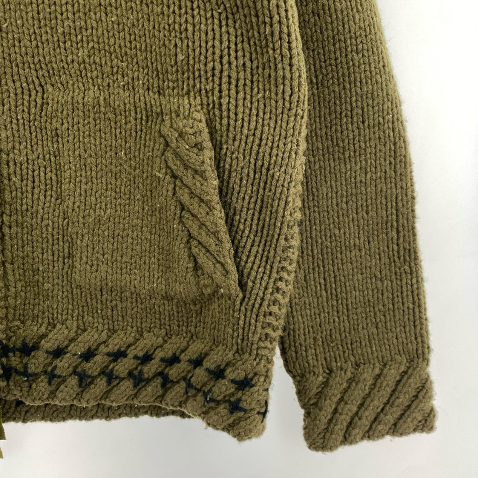 カーディガン ドラゴン刺繍カウチンニット L KHK L