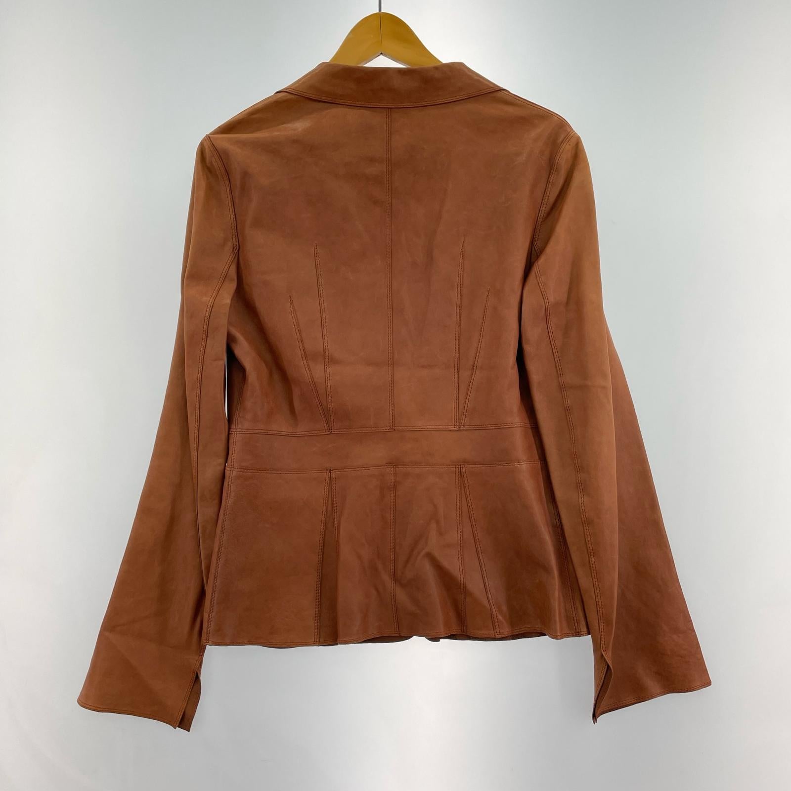 テーラードジャケット LANVIN collection 1B レザー 茶 X8J2477 38 テーラードジャケット ブラウン