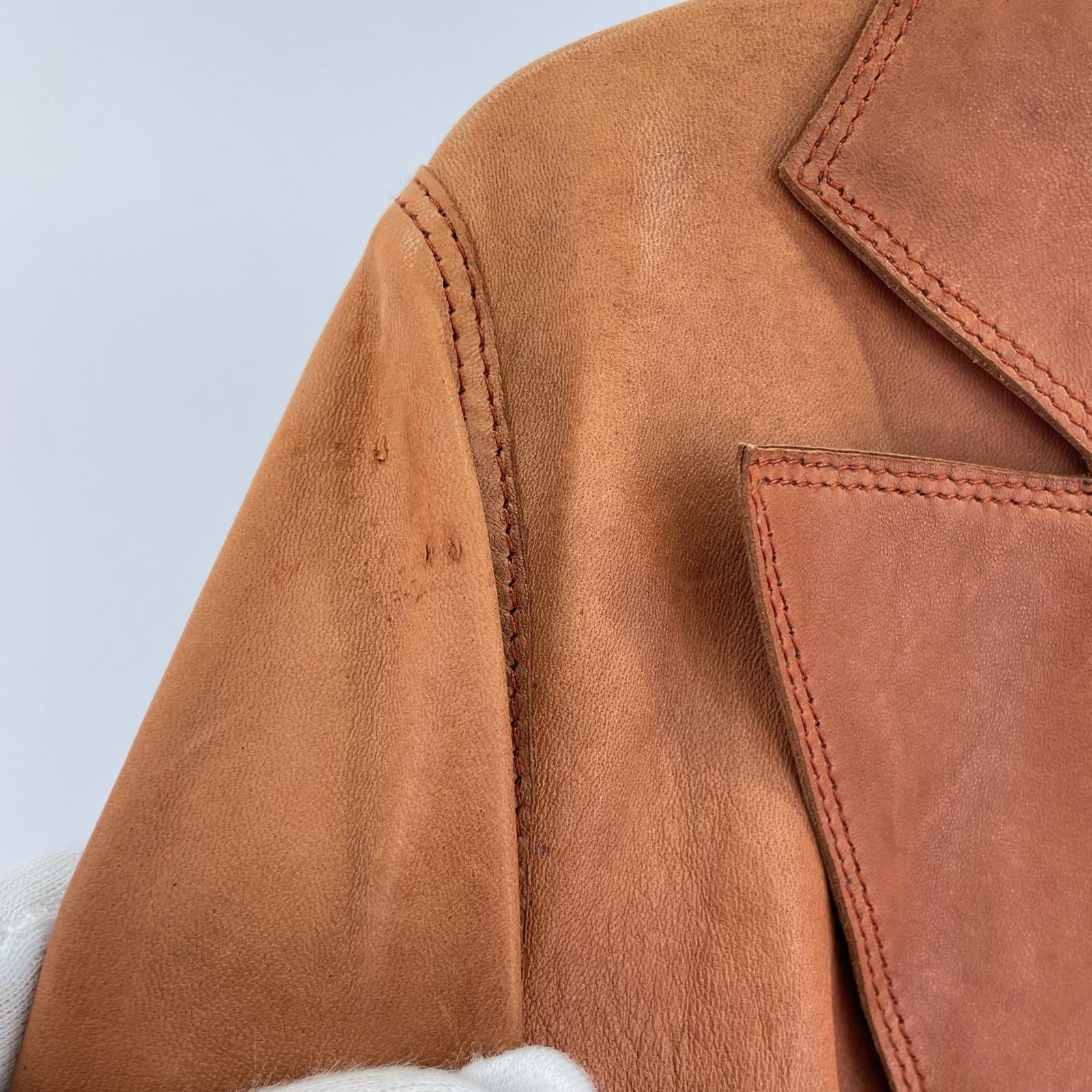 テーラードジャケット LANVIN collection 1B レザー 茶 X8J2477 38 テーラードジャケット ブラウン