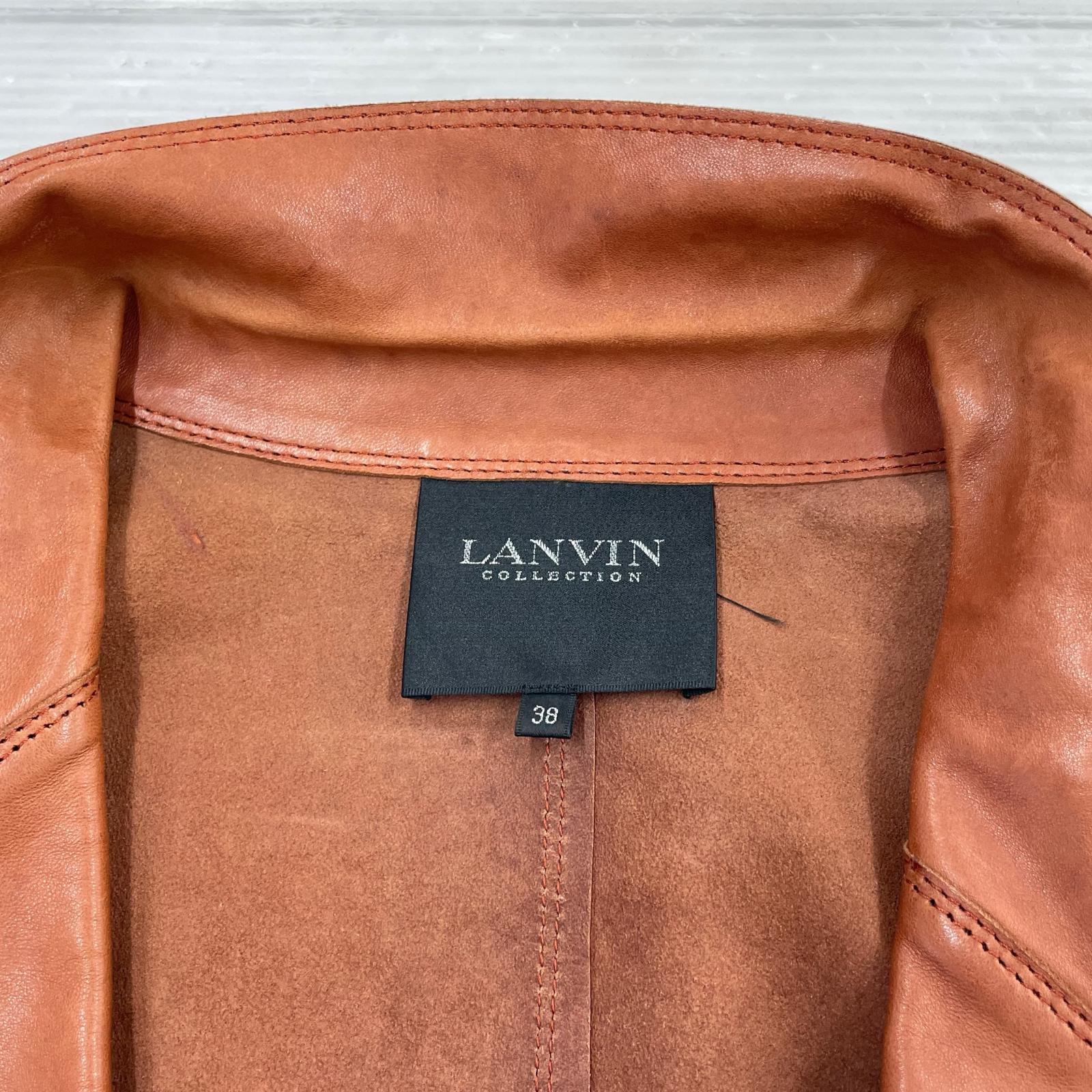 テーラードジャケット LANVIN collection 1B レザー 茶 X8J2477 38 テーラードジャケット ブラウン