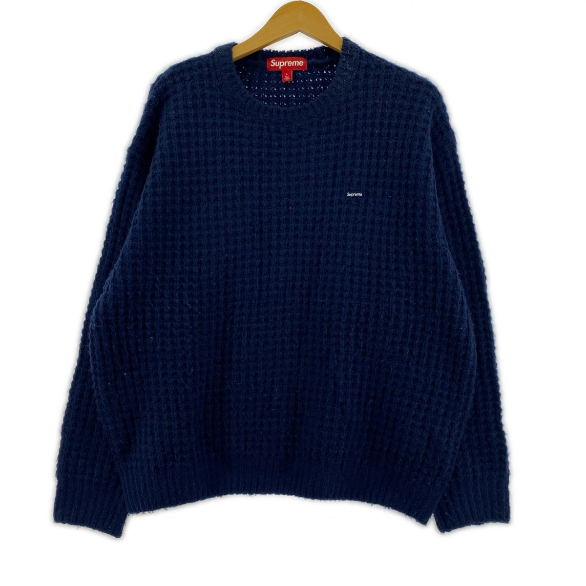 ニット SMALL BOX LOGO WAFFLE SWEATER NVY L L ネイビー