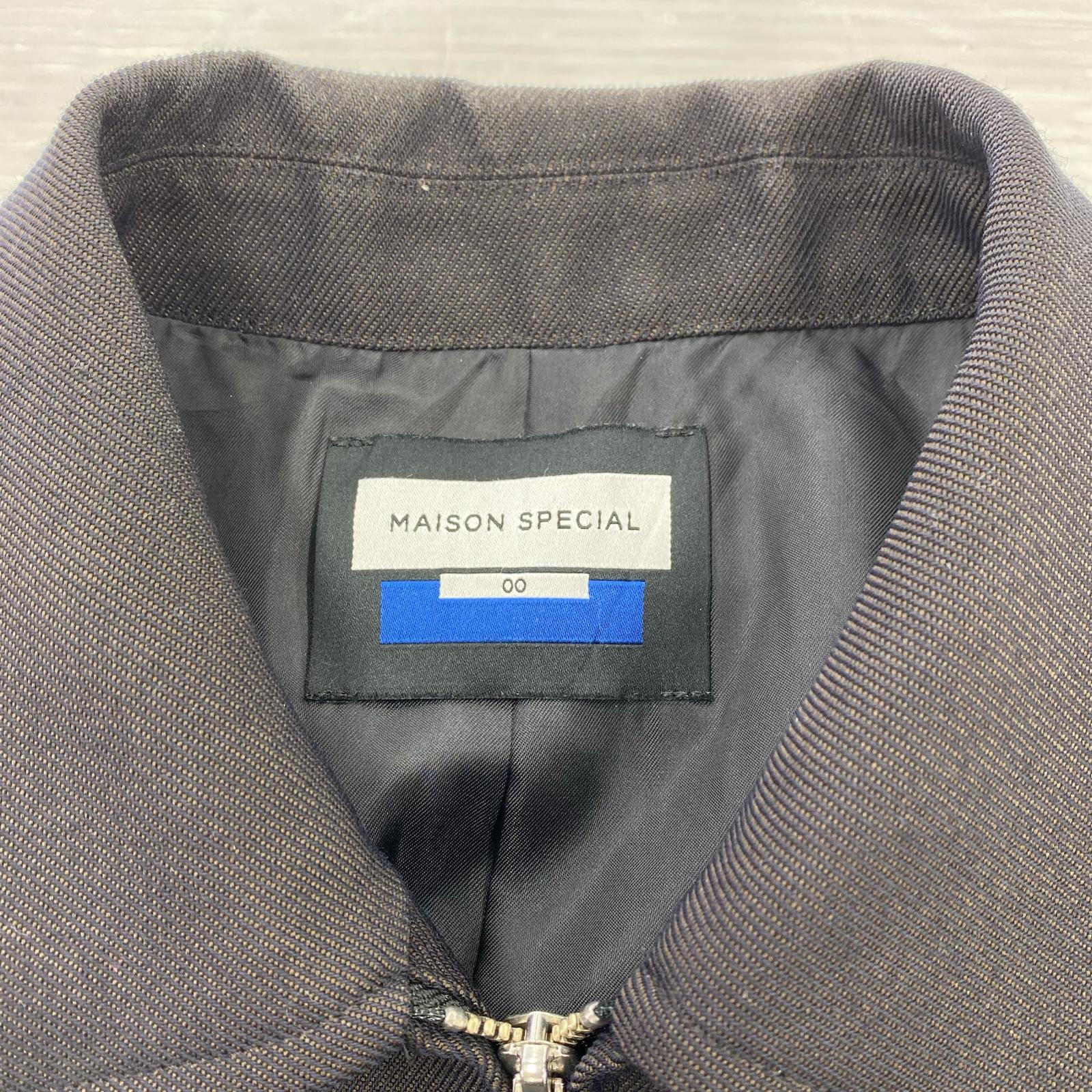 ジャケット MAISON SPECIAL ウールツイルジップアップブルゾン 黒 M ブラック
