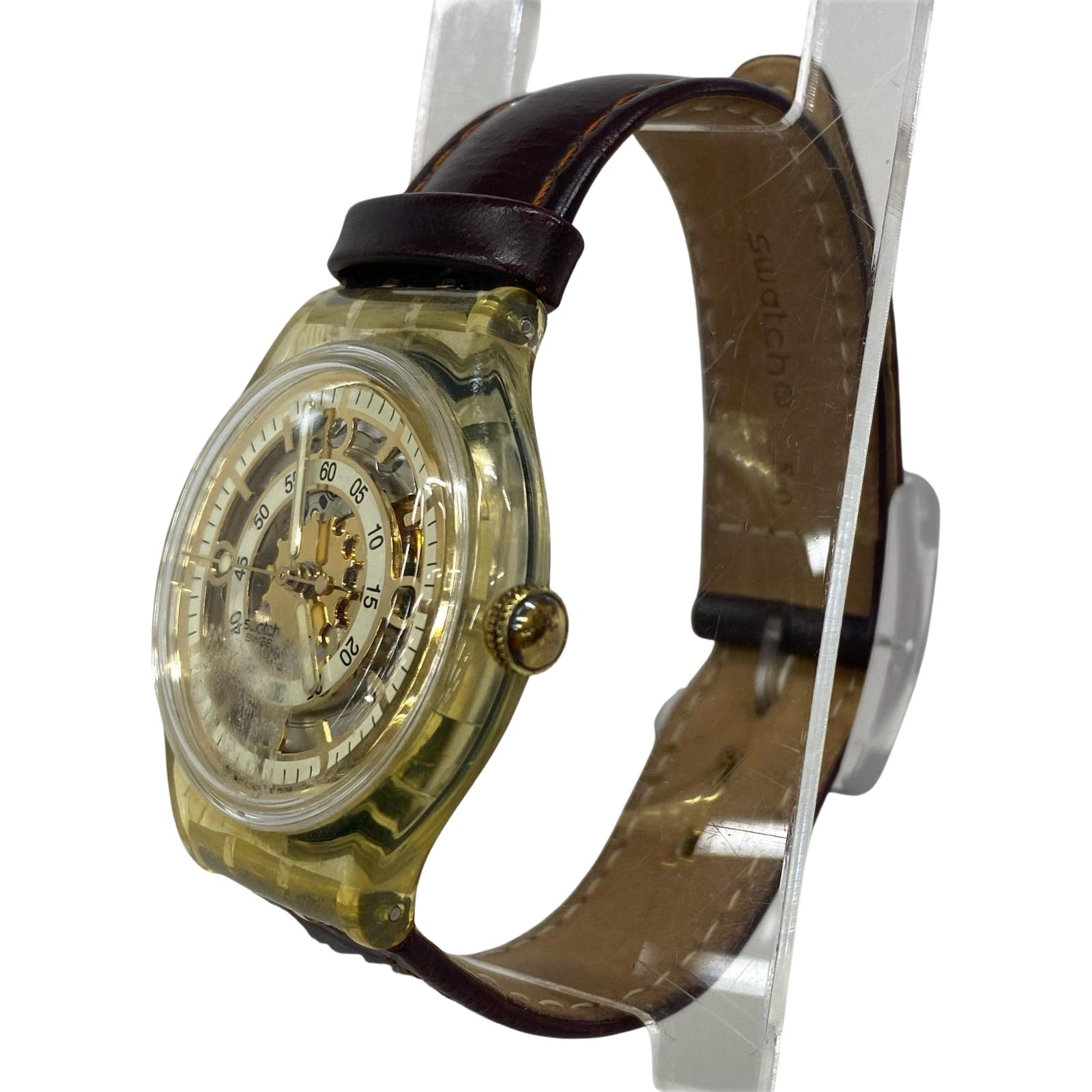 腕時計 Swatch メンズ時計 自動巻 スケルトン ブラウン