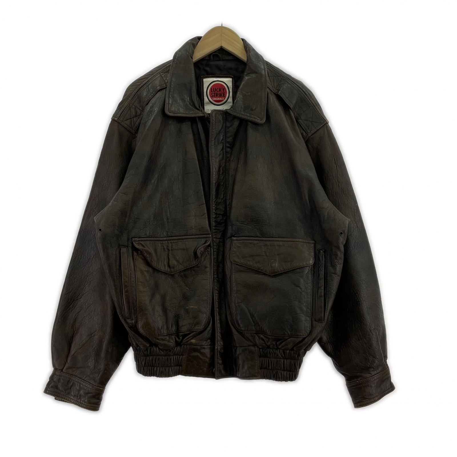 レザージャケット LUCKY STRIKE A-2ジャケット (L) 茶 L ブラウン