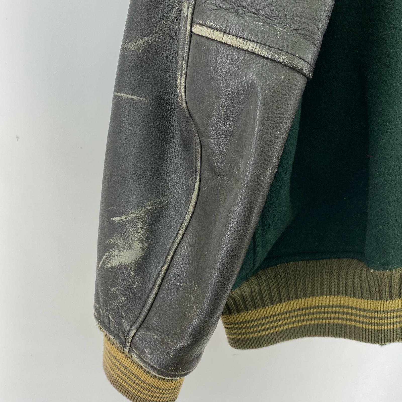 ジャケット 80s/MEN’S BIGI/スタジャン/袖レザー切替 3 グリーン