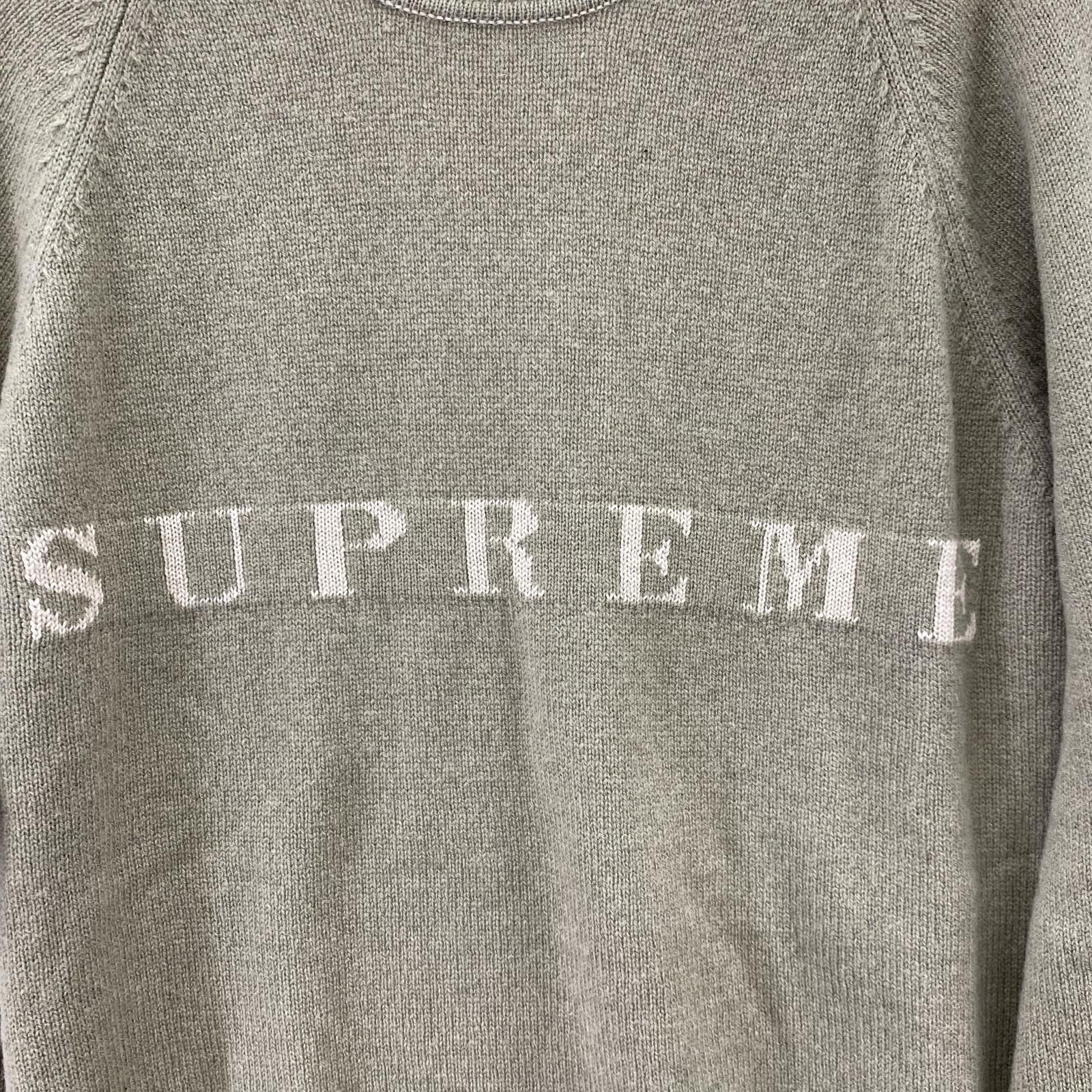 ニット stone washed sweater M グリーン