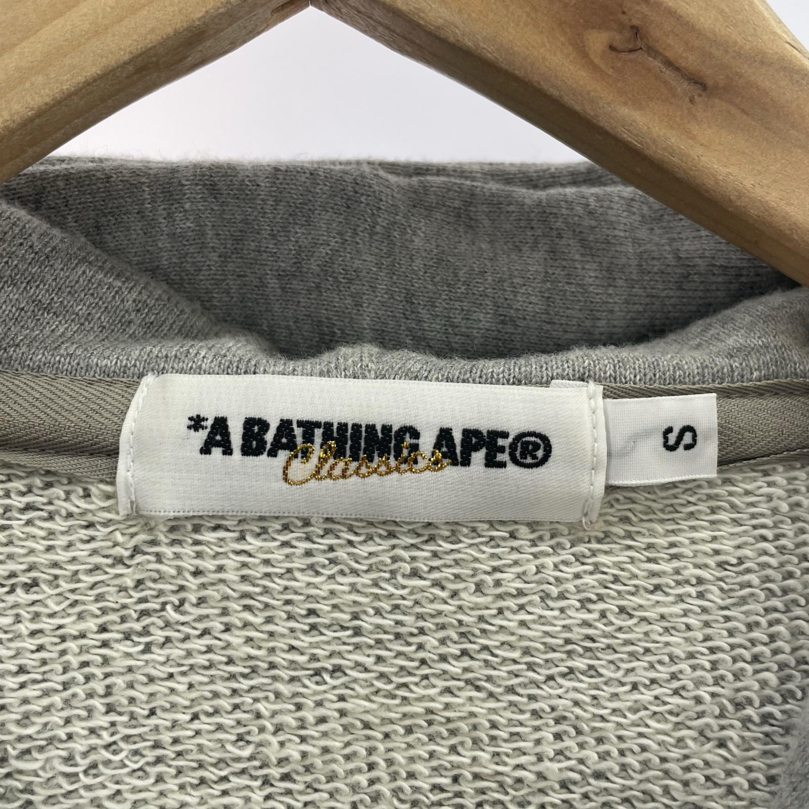 スウェット A BATHING APE SHARK JACKET HOODIE シャークスウェットスタジャン S グレー S グレー