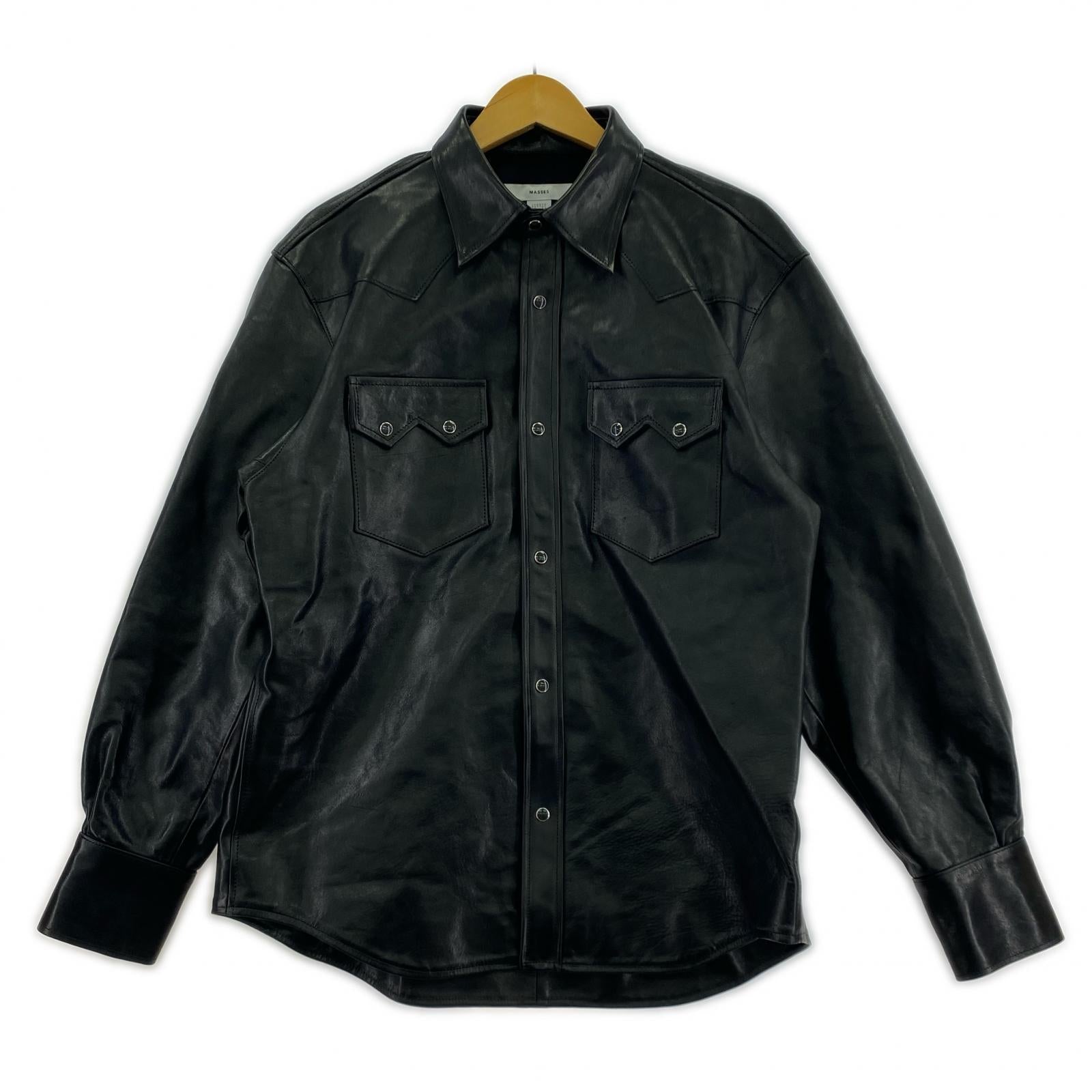 長袖シャツ MASSES HORSE LEATHER SHIRT VINTAGE M ブラック