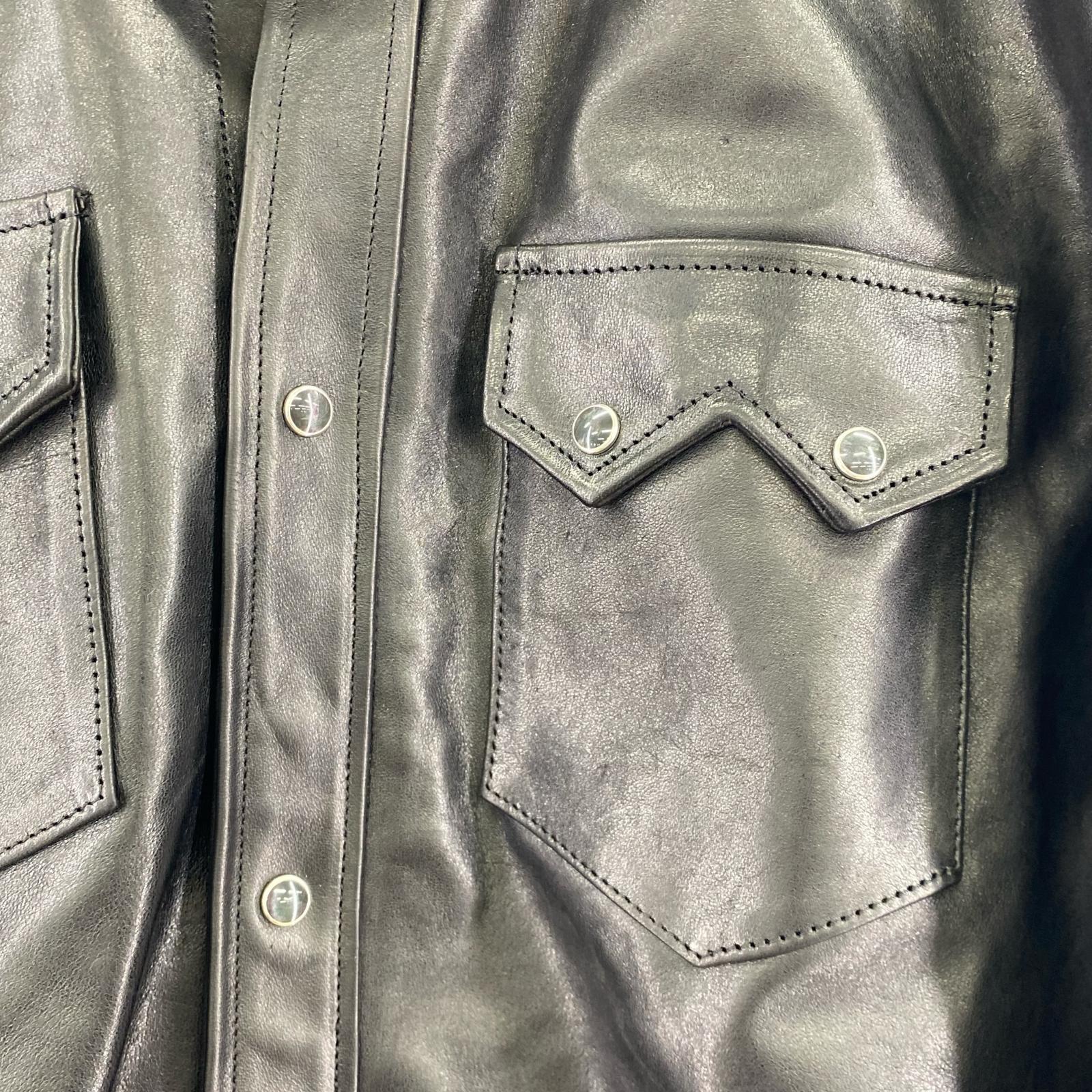 長袖シャツ MASSES HORSE LEATHER SHIRT VINTAGE M ブラック