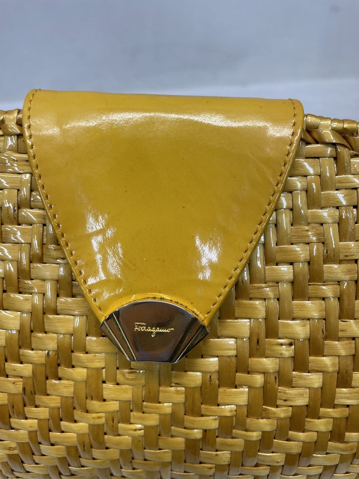 S.Ferragamo カゴ チェーンショルダーバッグ イエロー