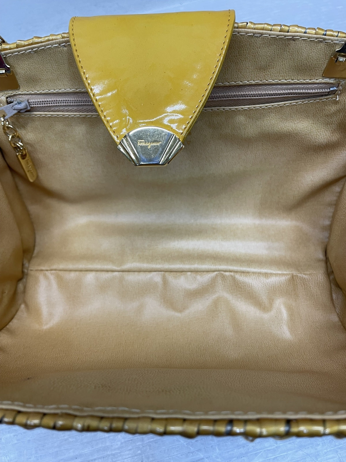 S.Ferragamo カゴ チェーンショルダーバッグ イエロー