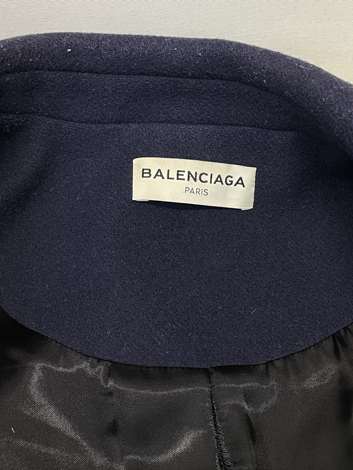 BALENCIAGA 16AW ウールロングチェスターコート 34 紺