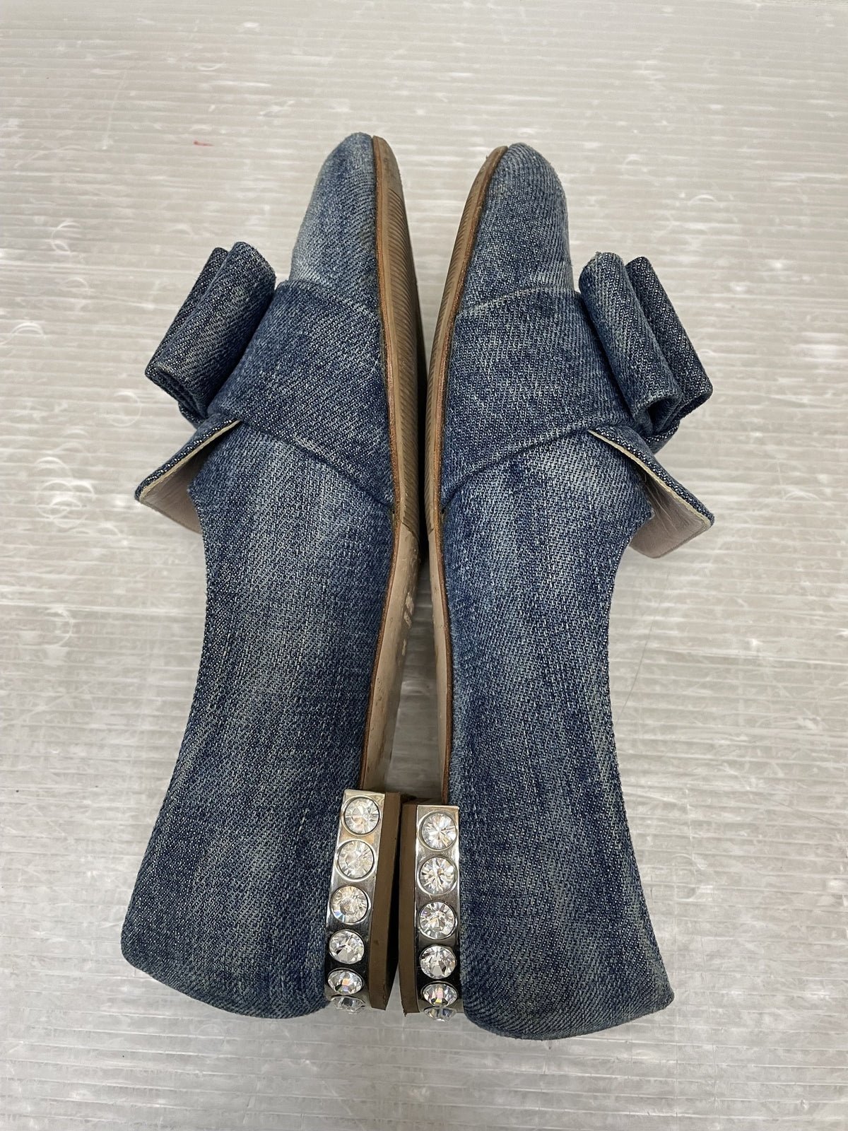miumiu ヒールビジュー デニムリボンパンプス 36