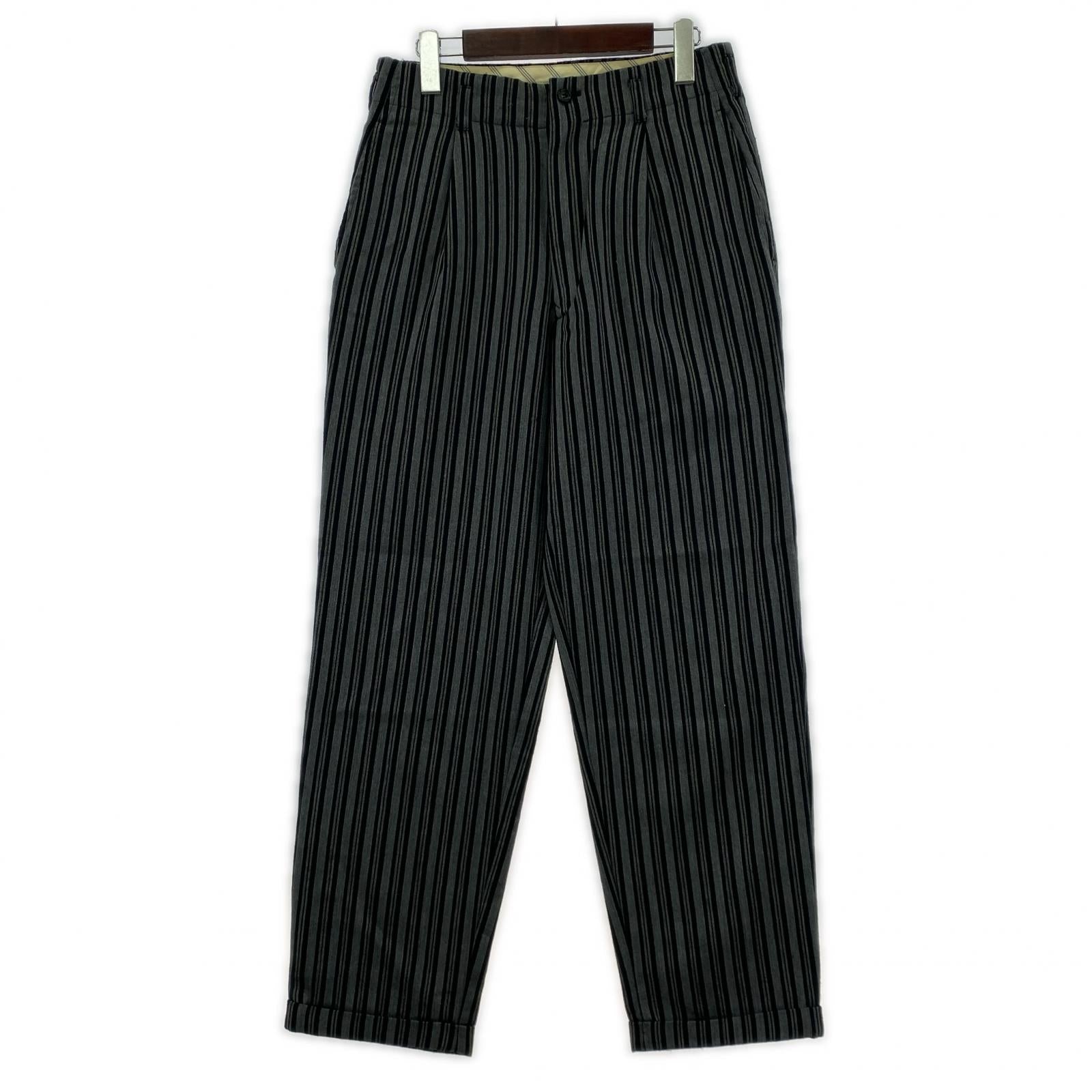 パンツ GOODENOUGH ストライプ柄ウールスラックス M グレー M グレー