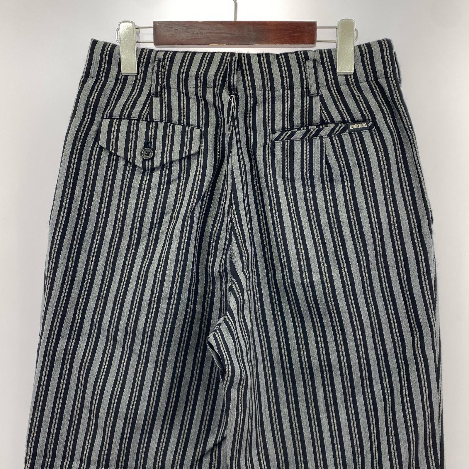 パンツ GOODENOUGH ストライプ柄ウールスラックス M グレー M グレー