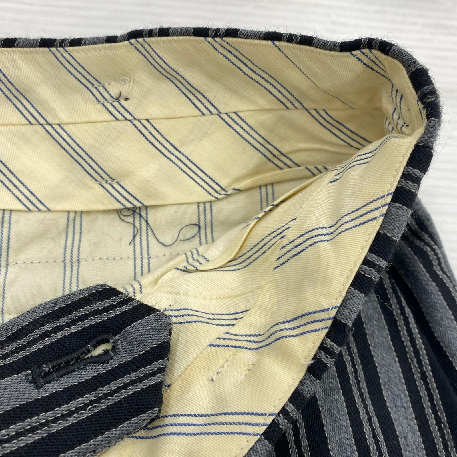 パンツ GOODENOUGH ストライプ柄ウールスラックス M グレー M グレー