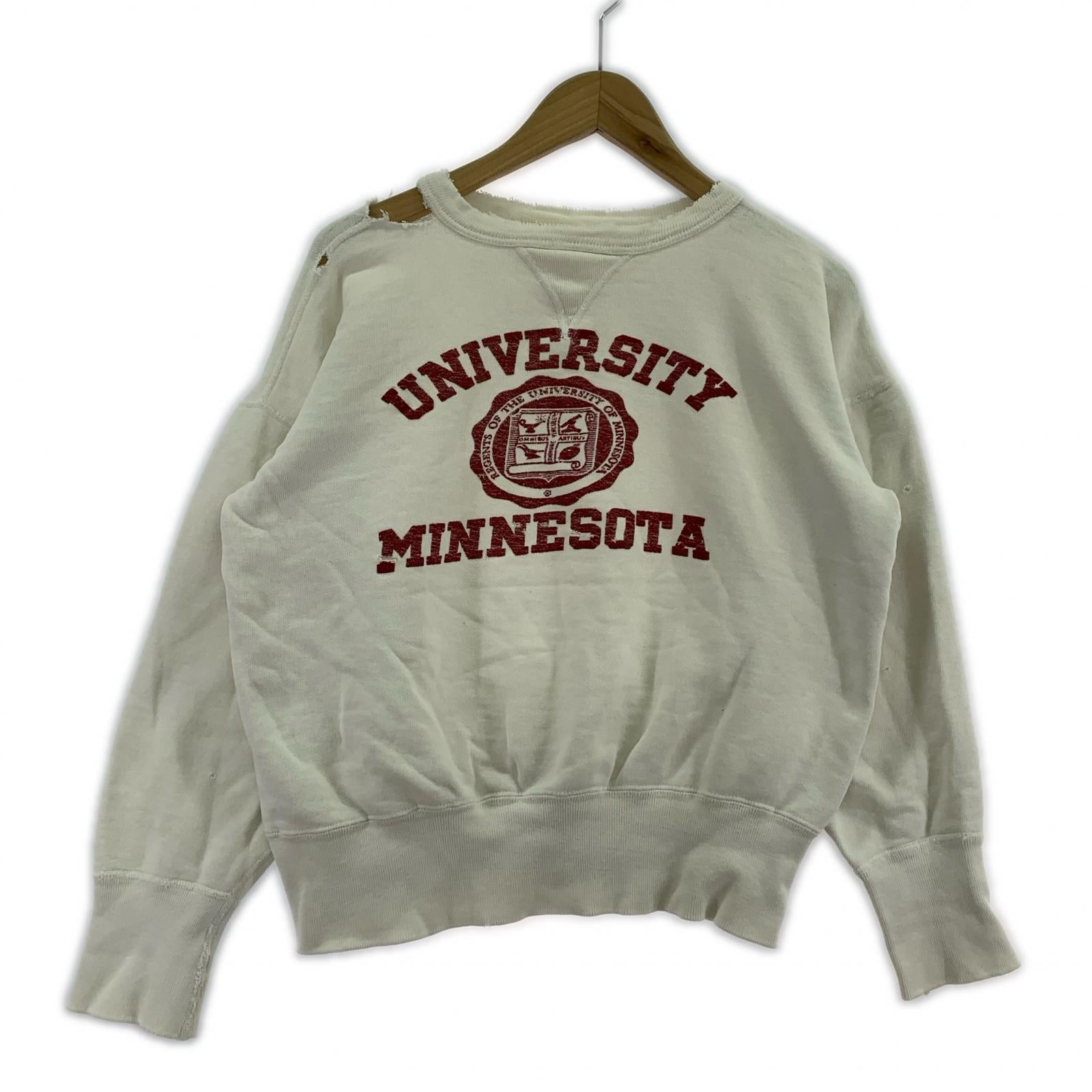 スウェット 50s-60s頃 MINNESOTA大学 前V ビンテージスウェット ボロルック ホワイト