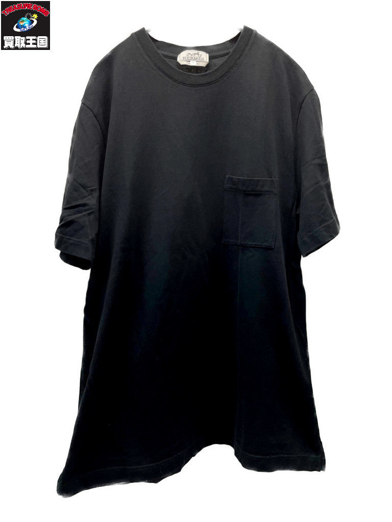 HERMES 鹿の子編みポケットTee L 黒