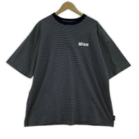 半袖Tシャツ N!ce 24ss ROUND LOGO BORDER TEE L L ネイビー