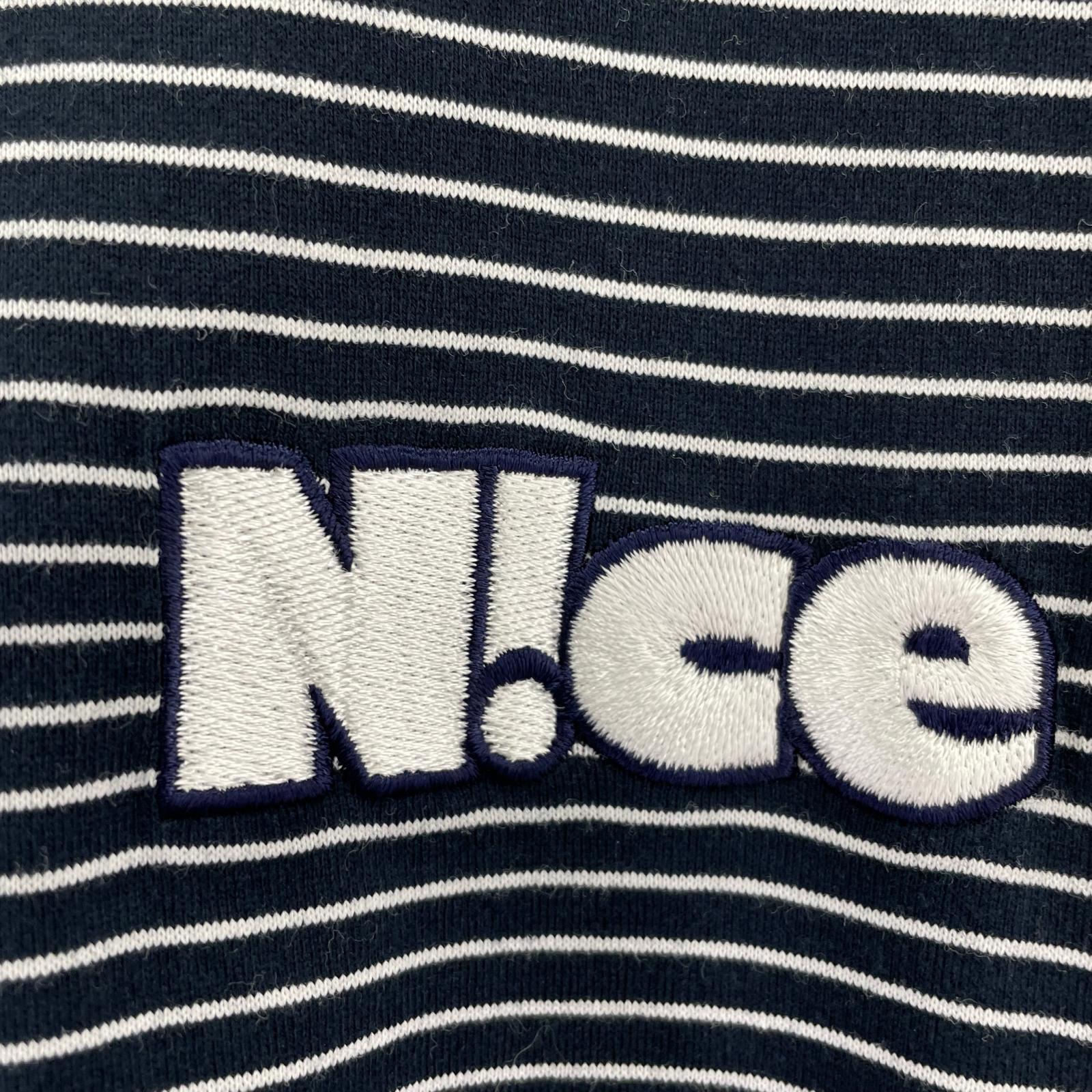 半袖Tシャツ N!ce 24ss ROUND LOGO BORDER TEE L L ネイビー