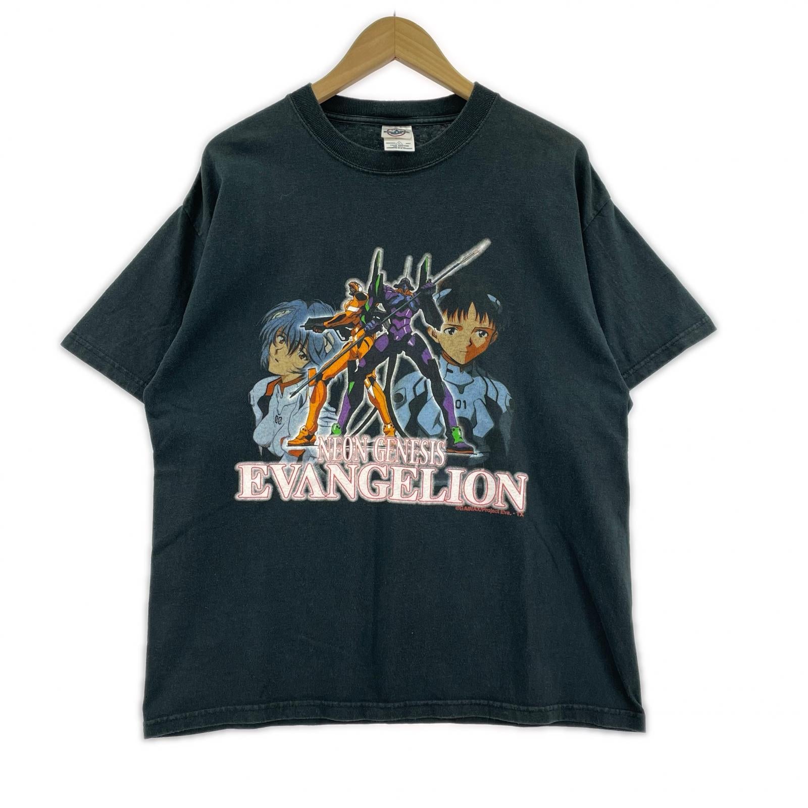 半袖Tシャツ 90s EVANGELION エヴァンゲリオン アニメTee L ブラック