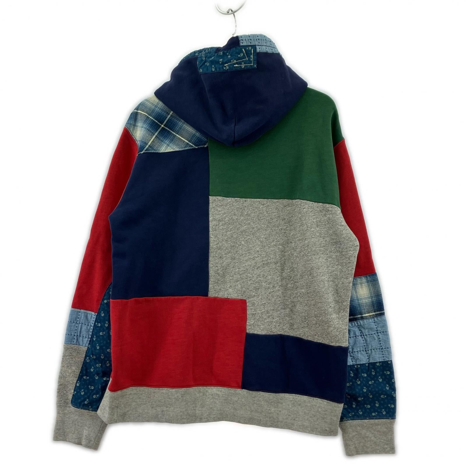 パーカー 星条旗 パッチワーク HOODIE 刺し子/ L マルチカラー