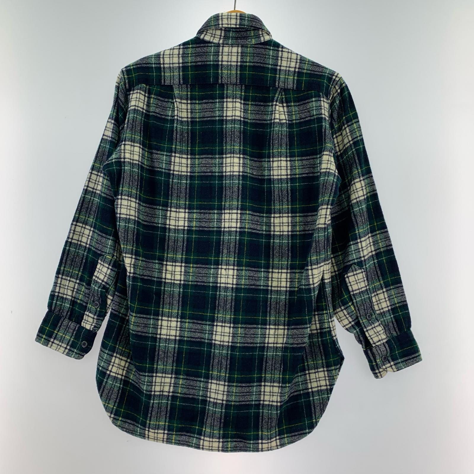 長袖シャツ OLD 70s ウールチェックシャツ 15 グリーン