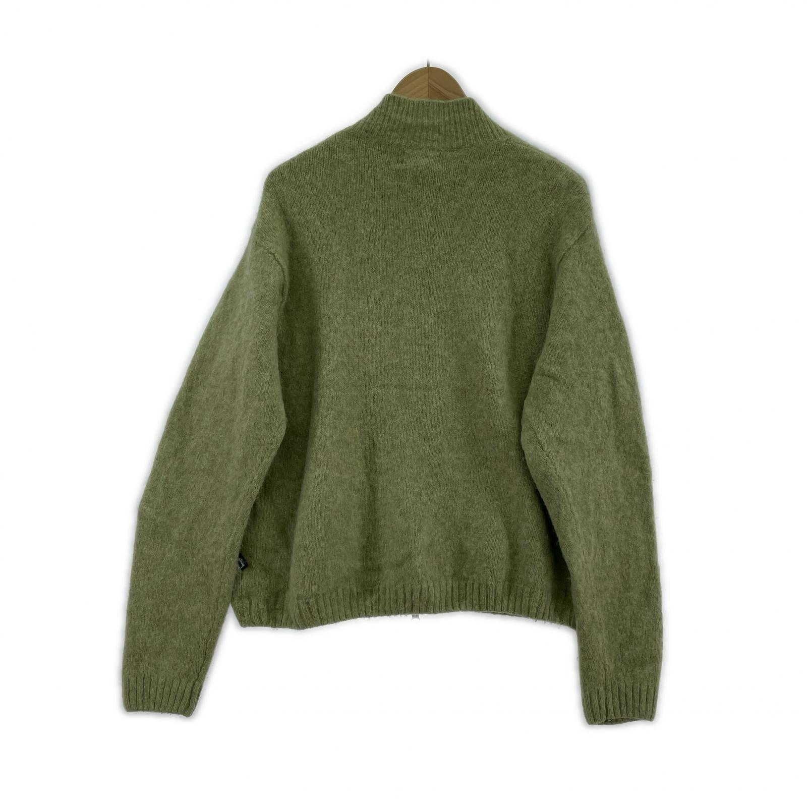 ジャケット STUSSY FULL ZIP BRUSHED MERINO SWEA 緑 S グリーン