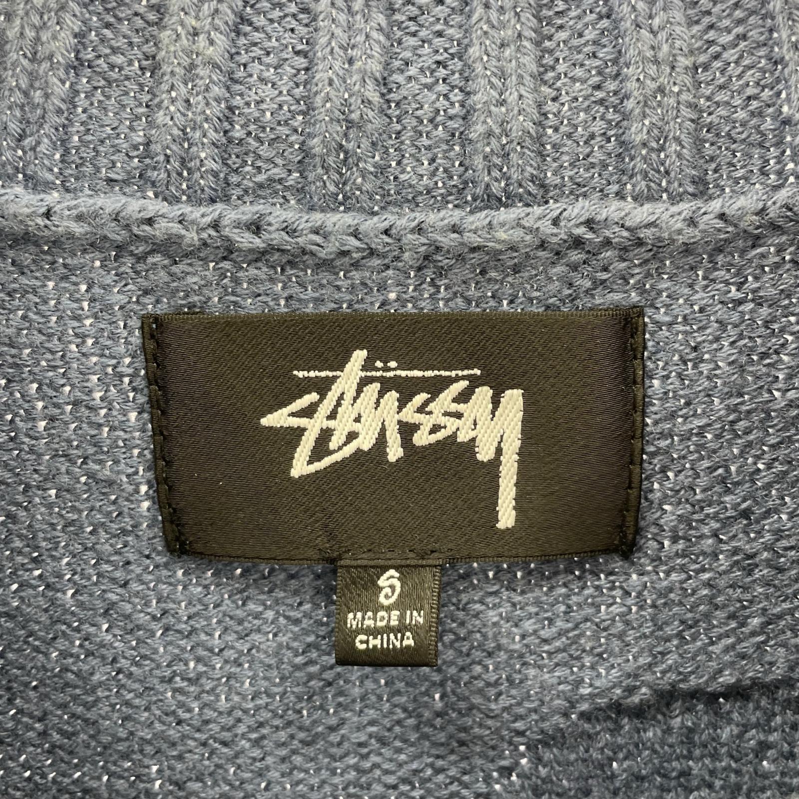 ニット STUSSY SURFMAN MERINO COTTON SWEATER 青 S ブルー