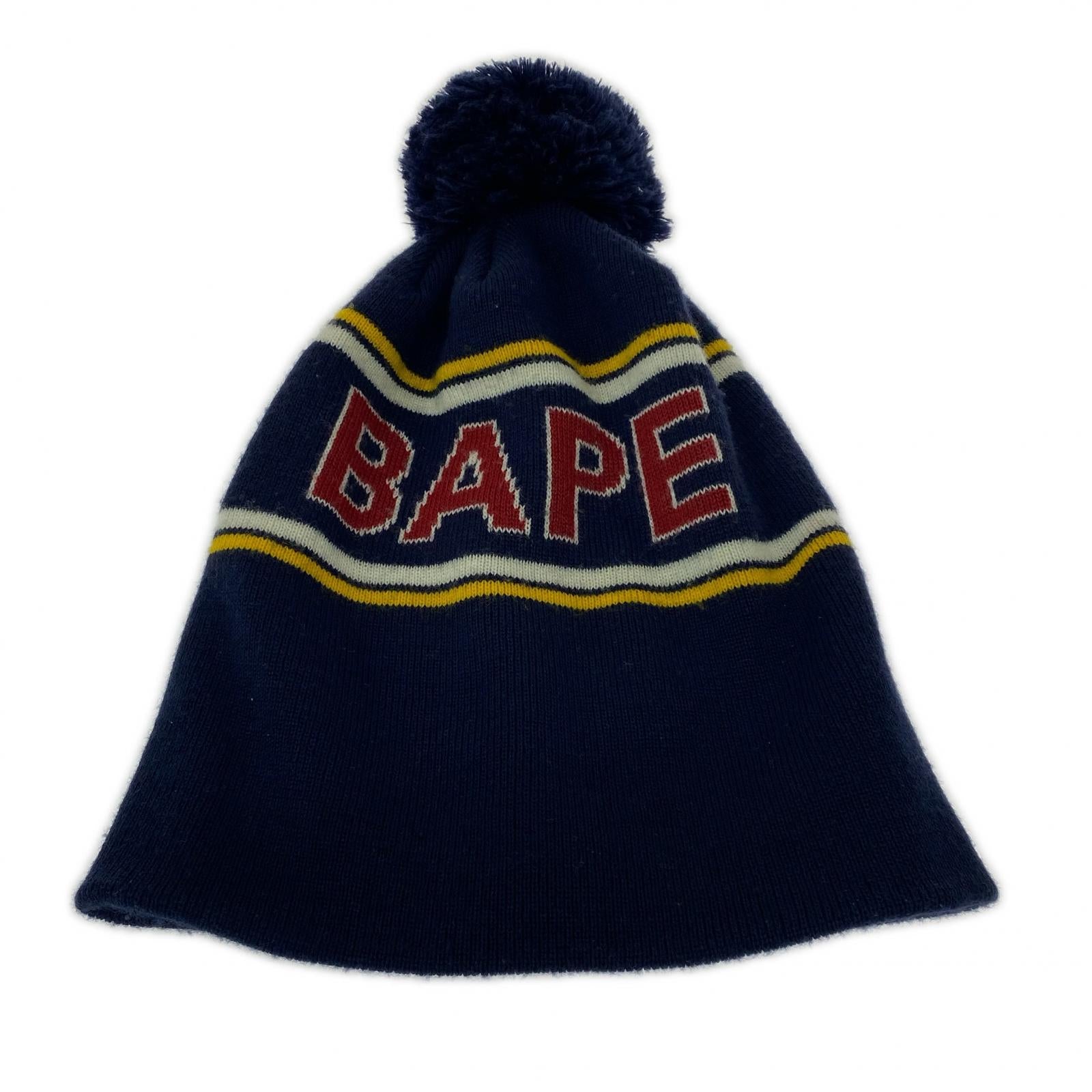 ニットキャップ A BATHING APE ニットキャップ ネイビー