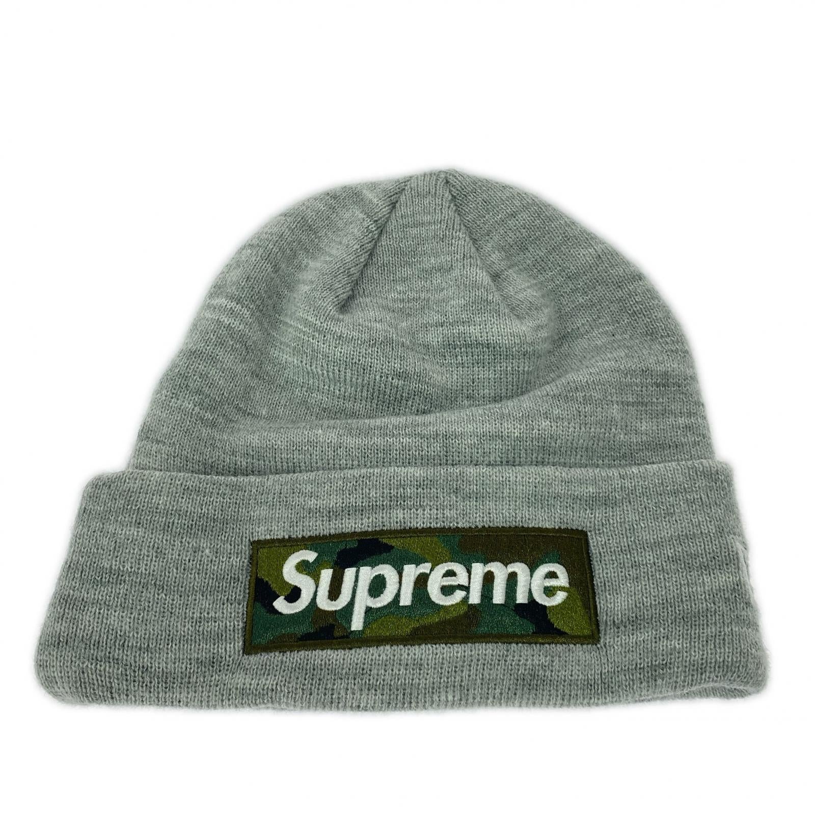ニットキャップ × new era ボックスロゴ ビーニー カモフラ23FW グレー